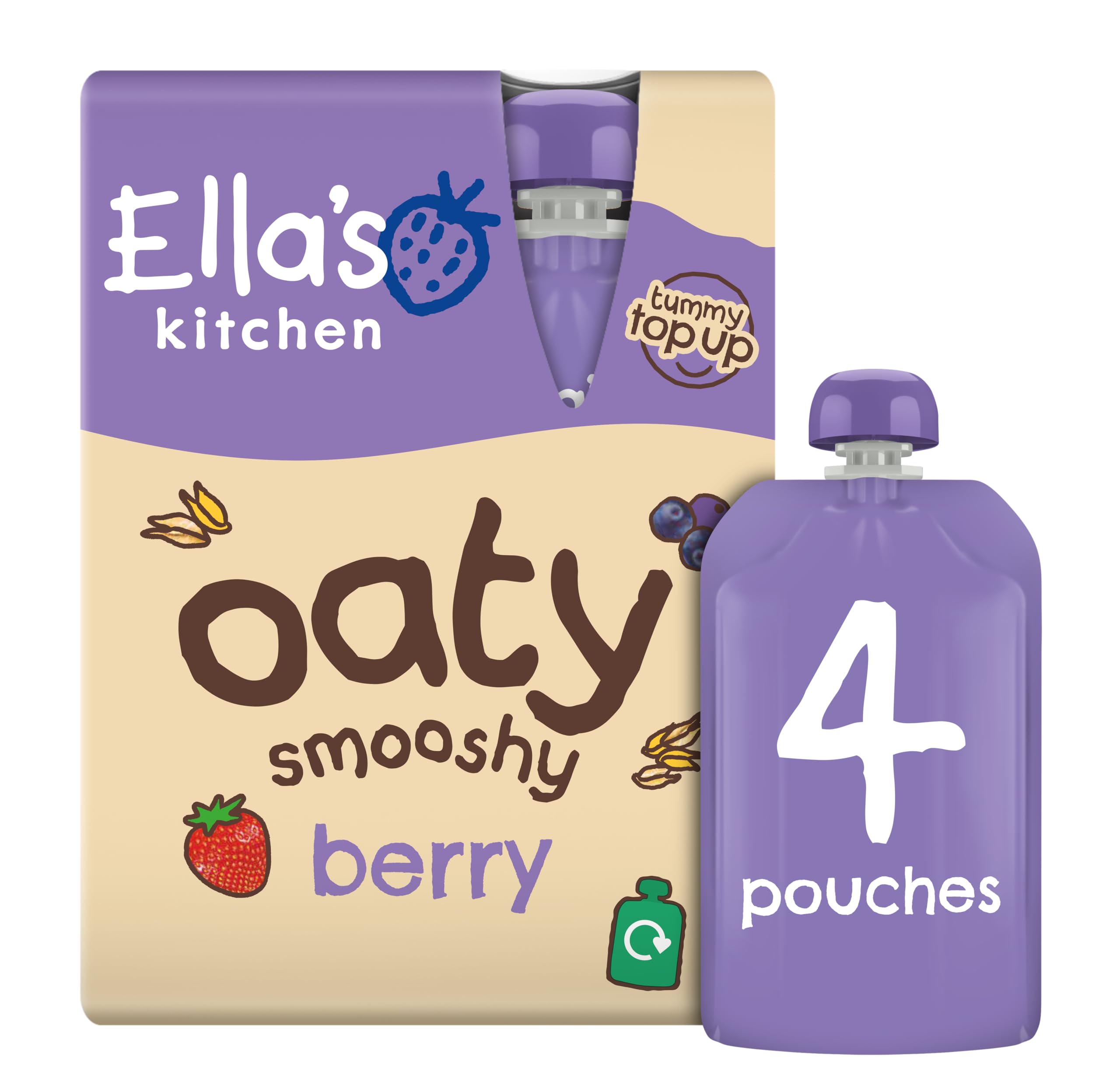Ella's Kitchen Berry Oaty Smooshy Organic Fruit & Cereal Mix, 4 x 90g Pouches 1