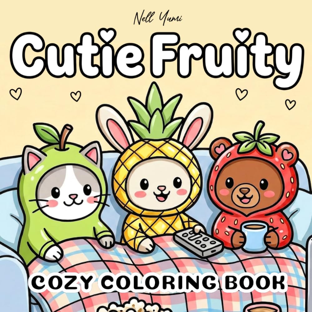 Nell Yumi Cutie Fruity: Cozy Coloring Book for Adults and Teens | 42 Pages | Paperback