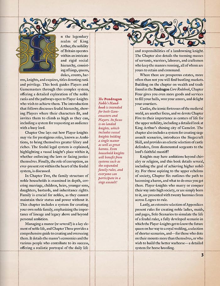 Chaosium Pendragon: Noble's Handbook RPG Supplement - Hardcover, English 5