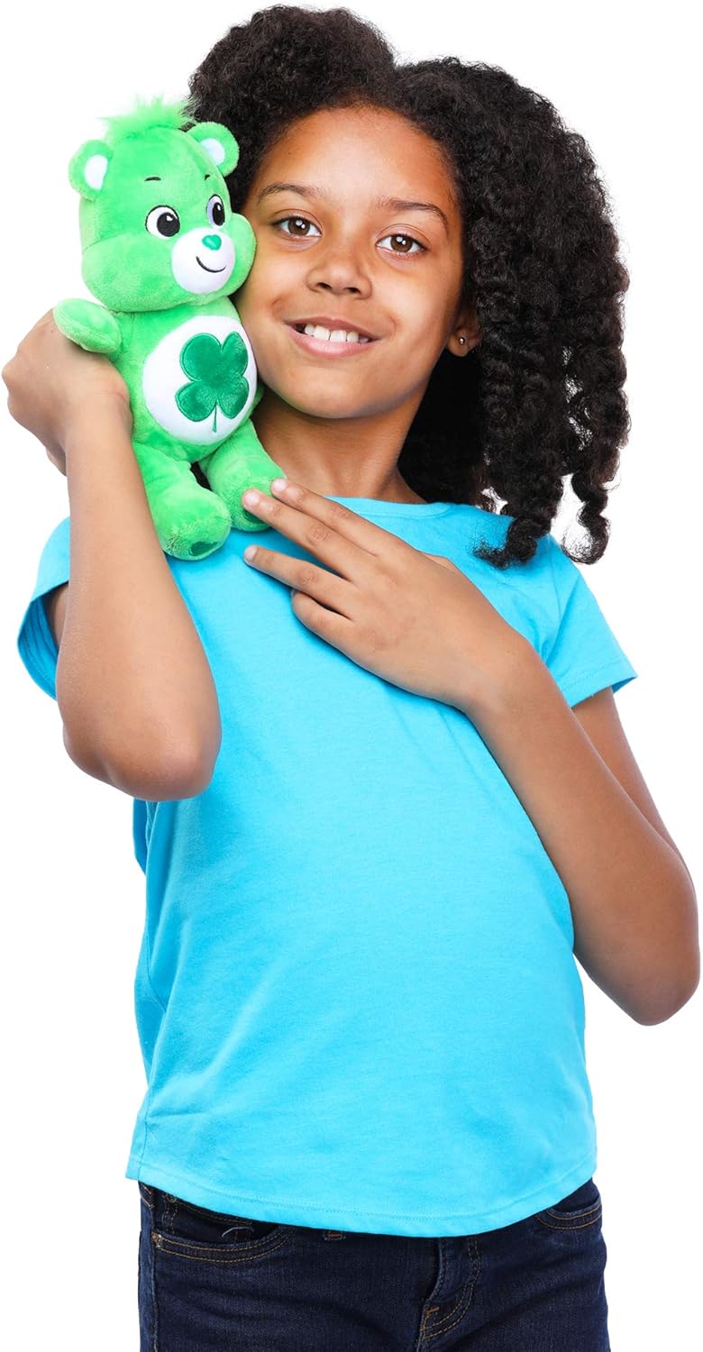 Care Bears Good Luck Bear 9 Inch Plush Toy - Green Four-Leaf Clover Collectible 5