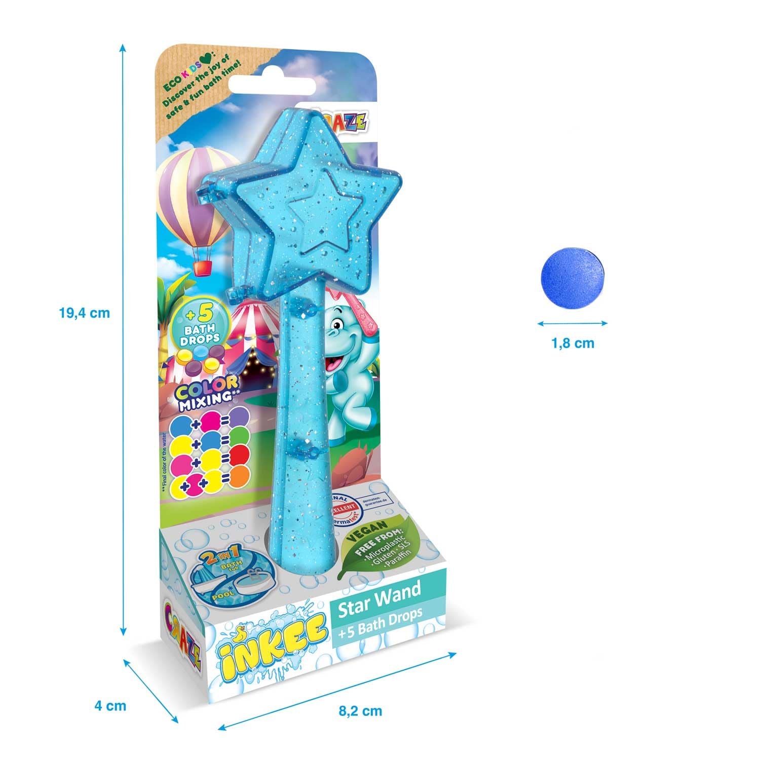 INKEE Magic Wand for Bathtub Color Mixing | Includes 5 Bath Drops | Ages 3+ 3