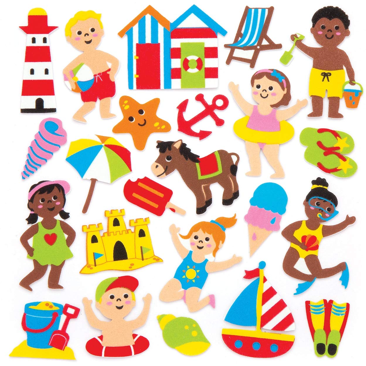 Baker Ross Seaside Foam Stickers - Pack of 120 | Assorted Colours | Ages 3-10 1