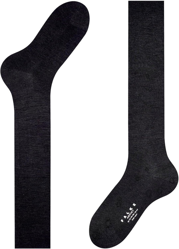 FALKE Men's Airport Socks - Wool Cotton Blend, Black (3000), Size 5.5-6.5, 1 Pair