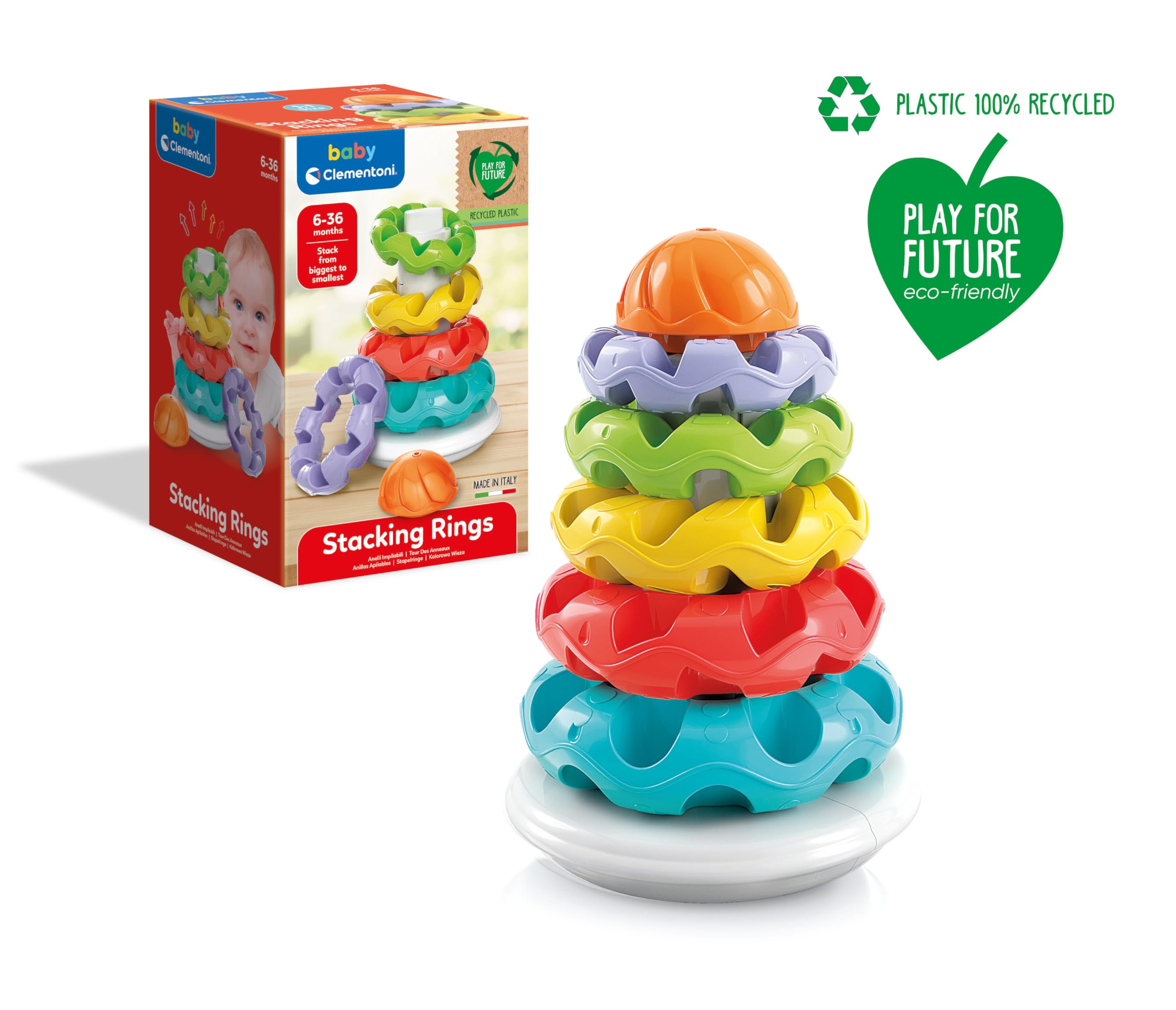 Clementoni Stacking Rings Baby Toy - 5 Colourful Rings | Motor Skill Development | 6-36 Months 8