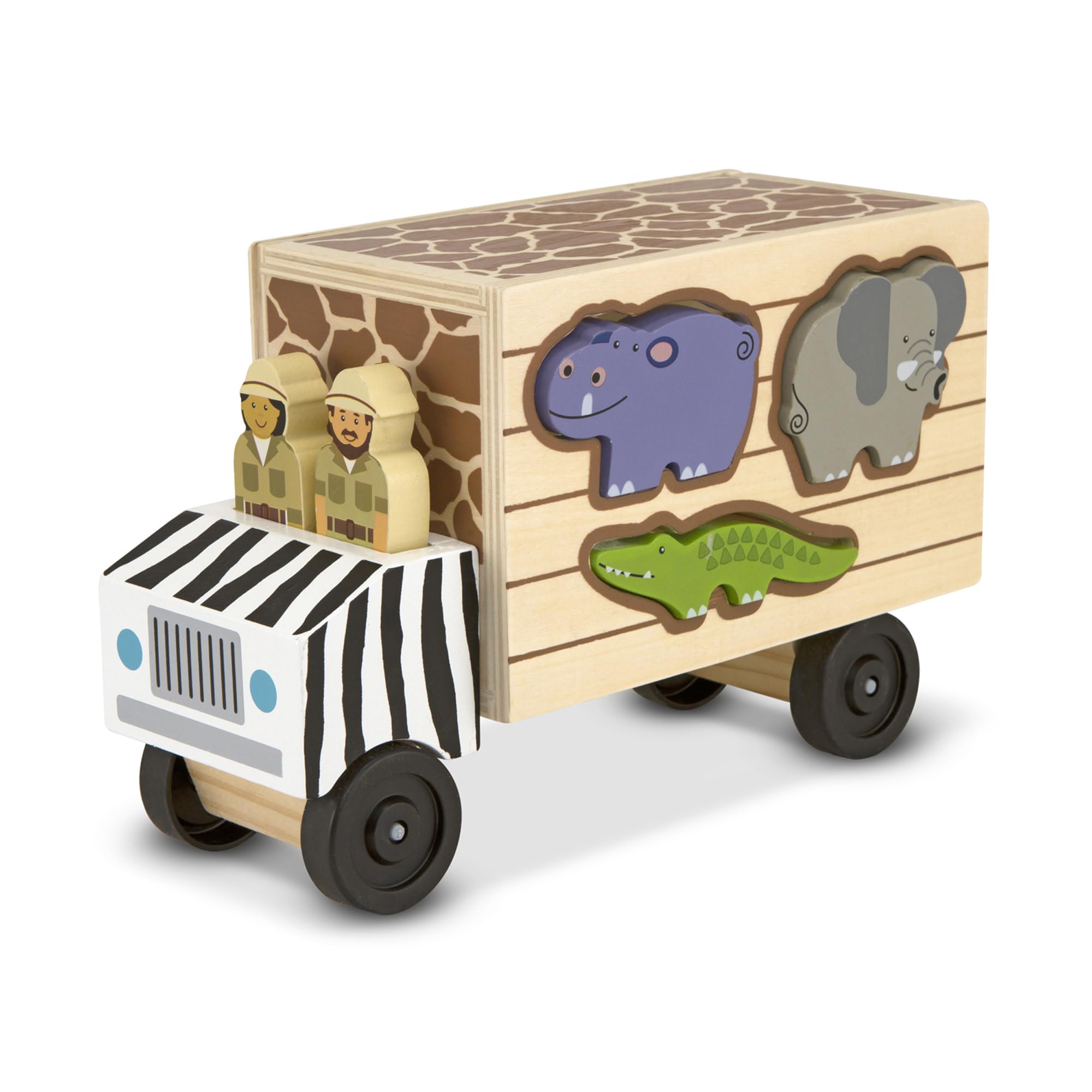 Melissa & Doug Safari Animal Rescue Truck Wooden Shape Sorter Toy | Ages 2+ 4