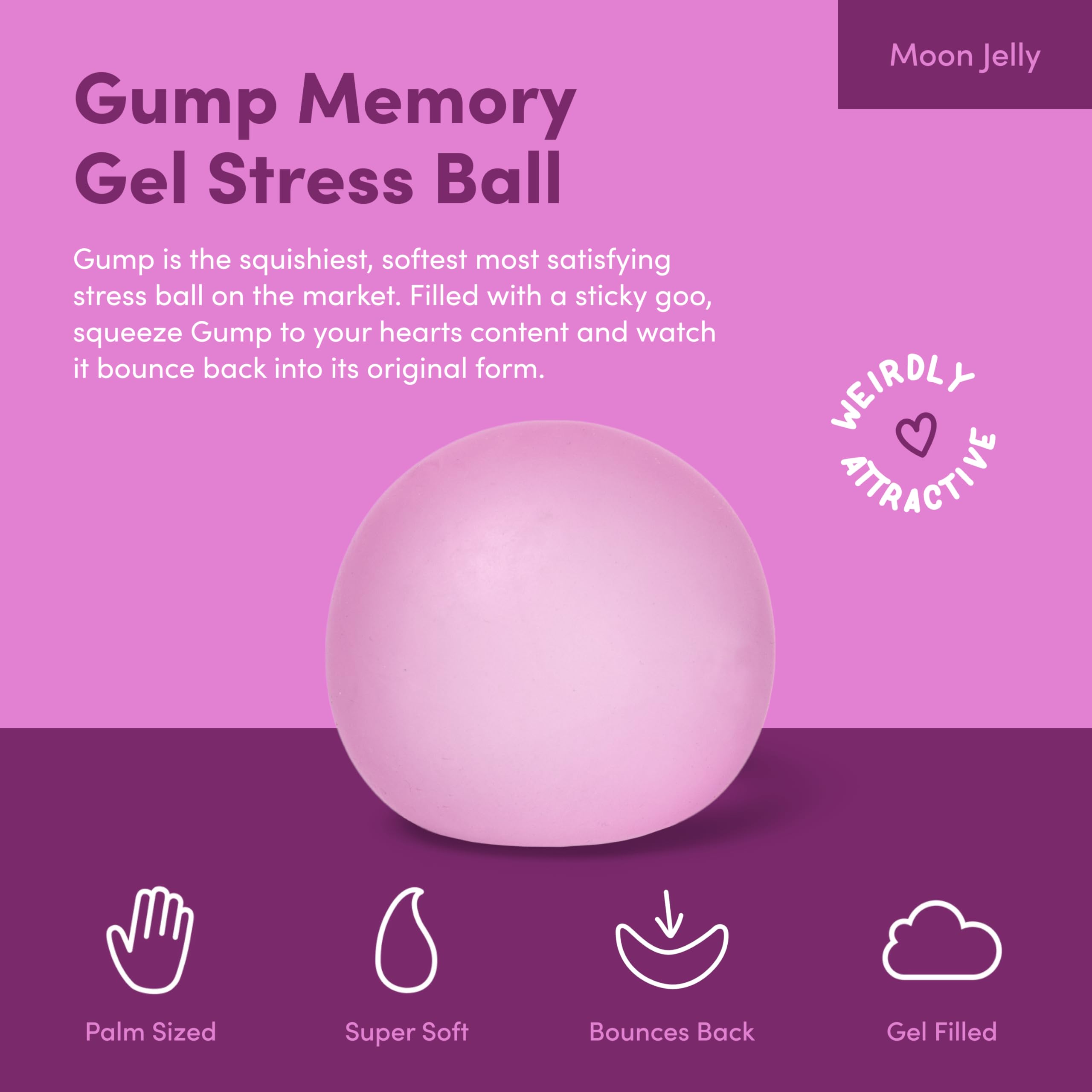 Speks Gump Stress Balls - Silky Soft Memory Gel Squishy Fidget Toy for Adults and Teens 14+ | Moon Jelly 8