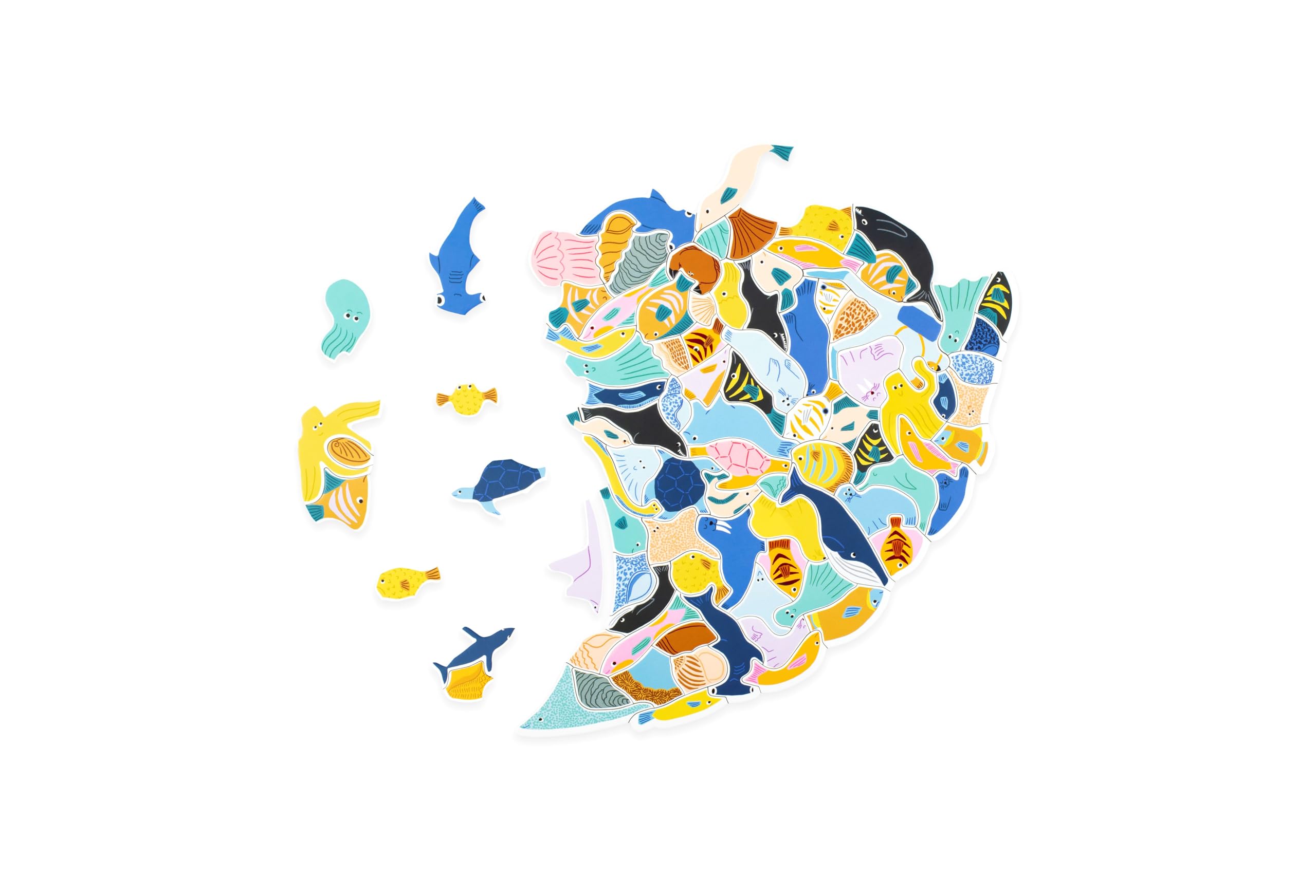 Laurence King 299 Fish and a Diver Cluster Jigsaw Puzzle - 300 Pieces | Unique Shapes | Includes Poster 5