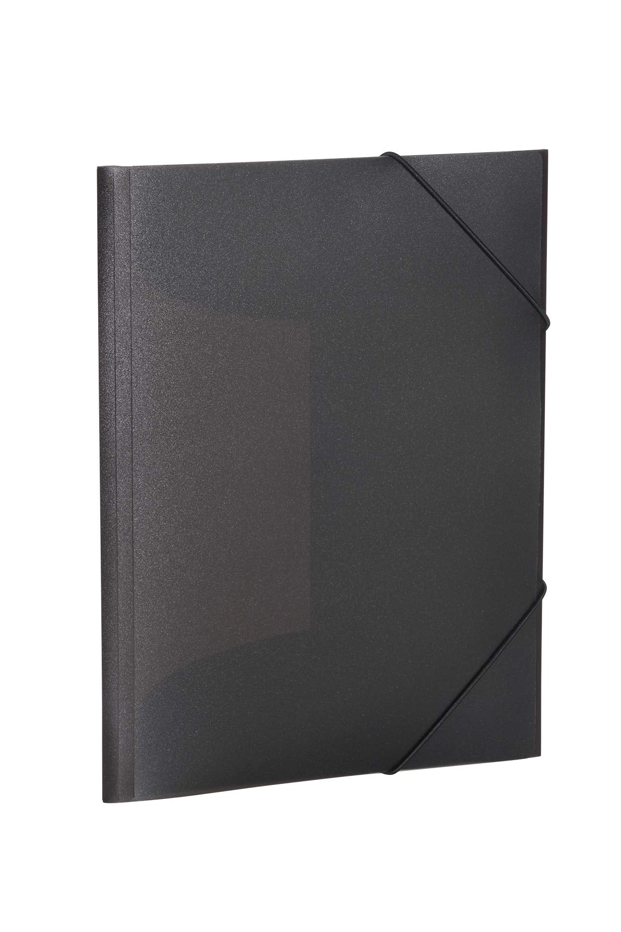 HERMA Translucent Elastic Folder - A3 Size, Black Plastic, 3 Inner Flaps | Model 19513