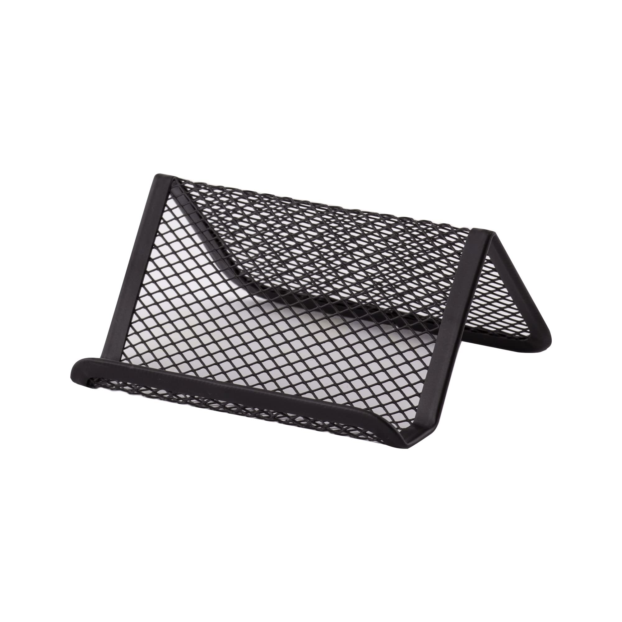 D.RECT Metal Mesh Business Card Holder - Black Lacquered Finish | Durable & Elegant Desktop Organizer