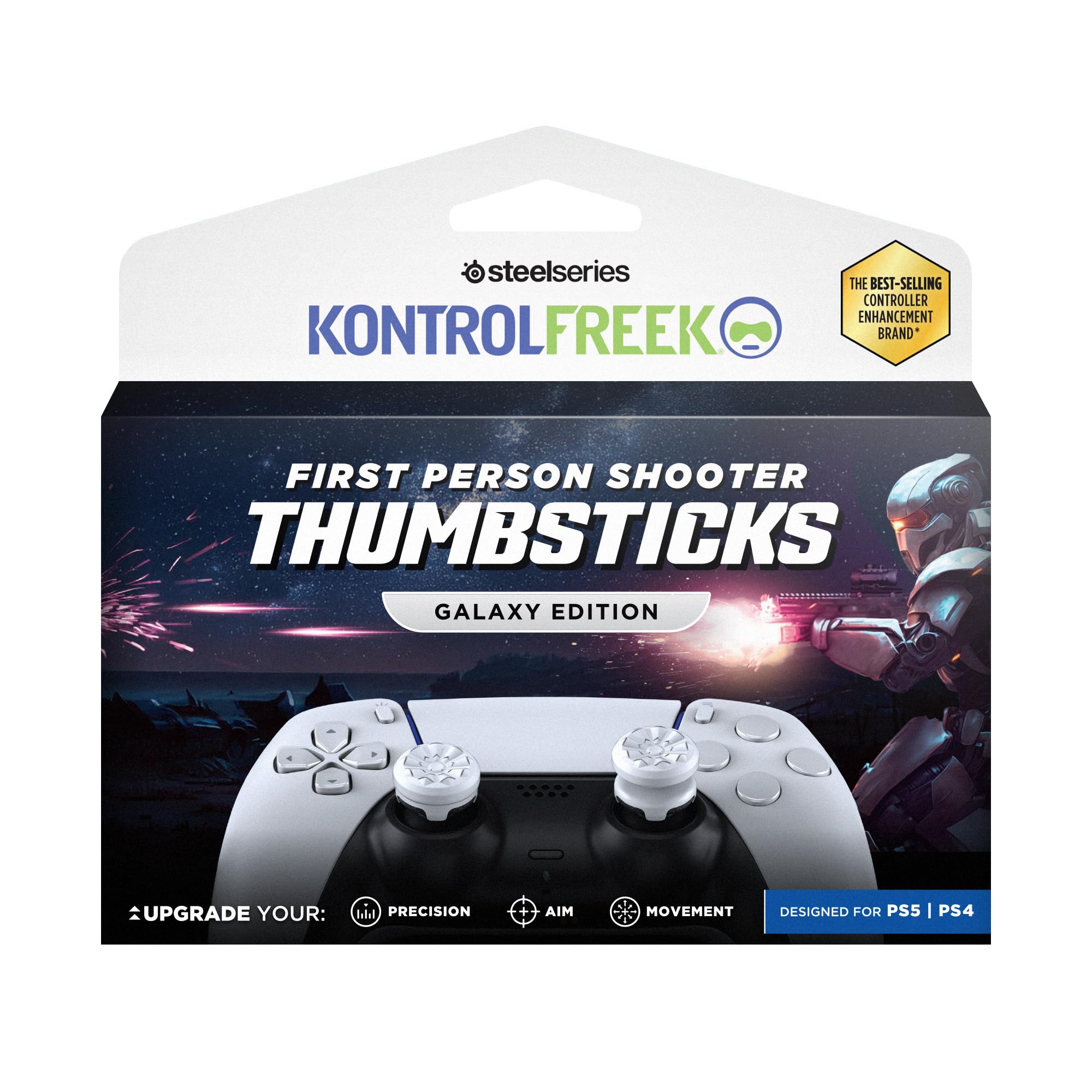 KontrolFreek FPS Freek Galaxy White Thumbstick Extenders for PS4/PS5 | Increased Accuracy & Grip 1