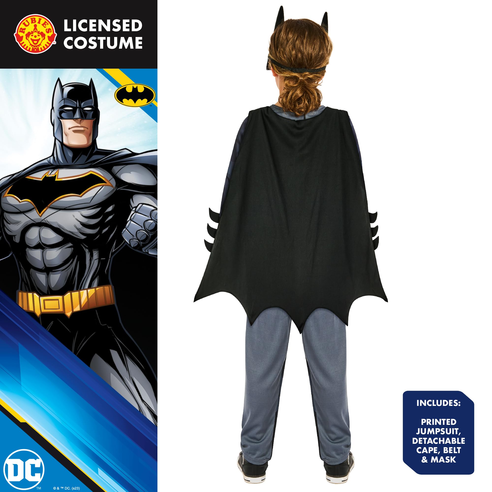 Rubies Batman Childs Costume - Age 3-4 Years | Printed Jumpsuit, Cape & Mask