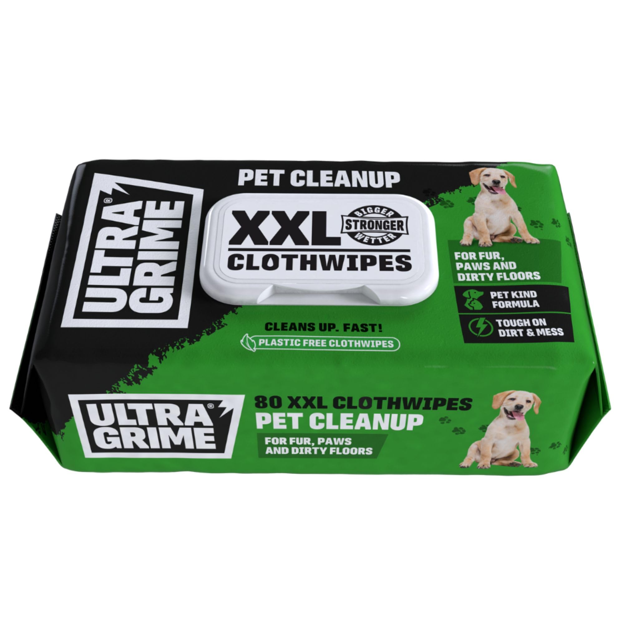 UltraGrime Pet Cleaning Wipes - 80 Extra Large Wipes for Dogs & Cats | Cosmetic Grade Ingredients