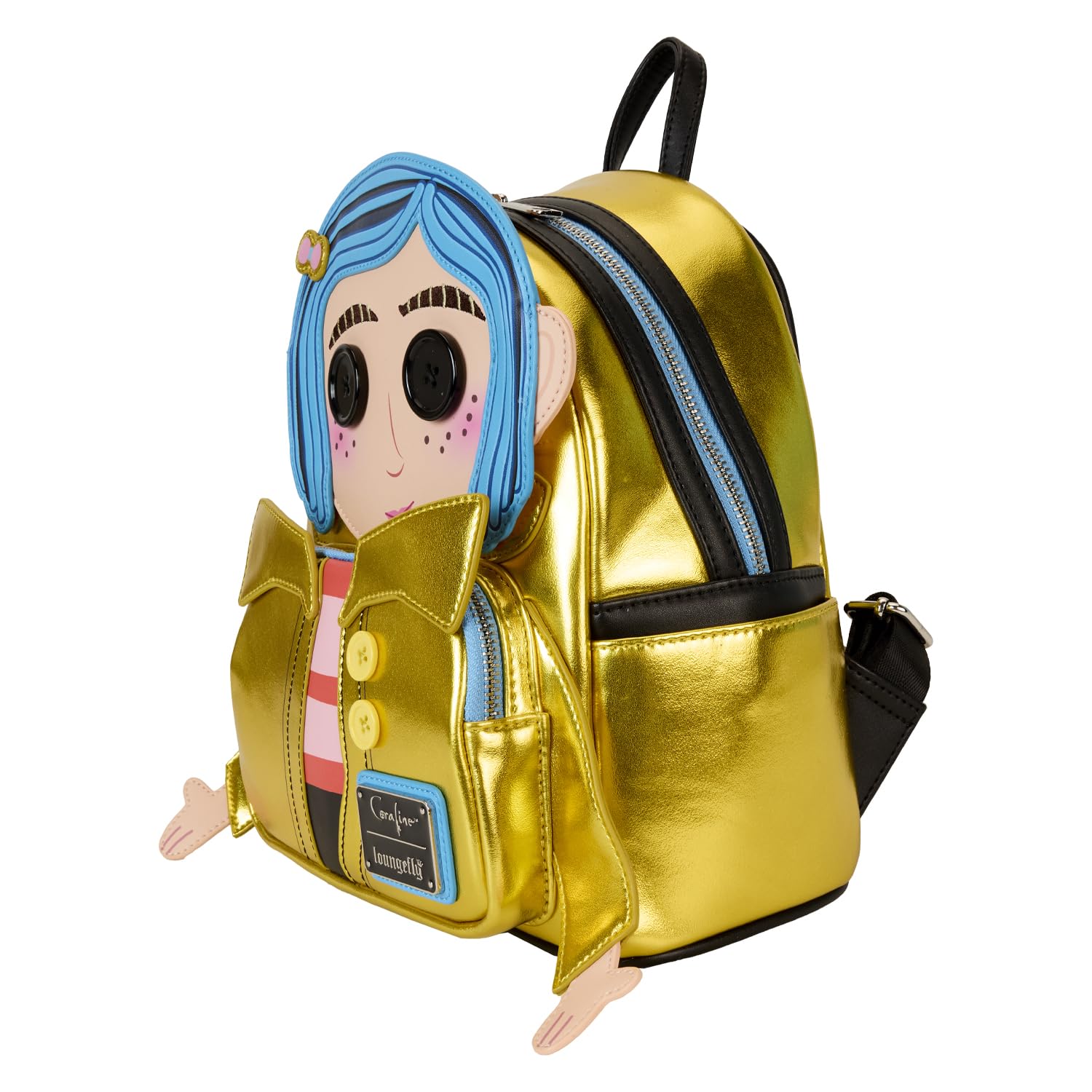 Loungefly Backpack - Coraline 15th Anniversary Laika Doll Mini | Faux Leather | Black 2