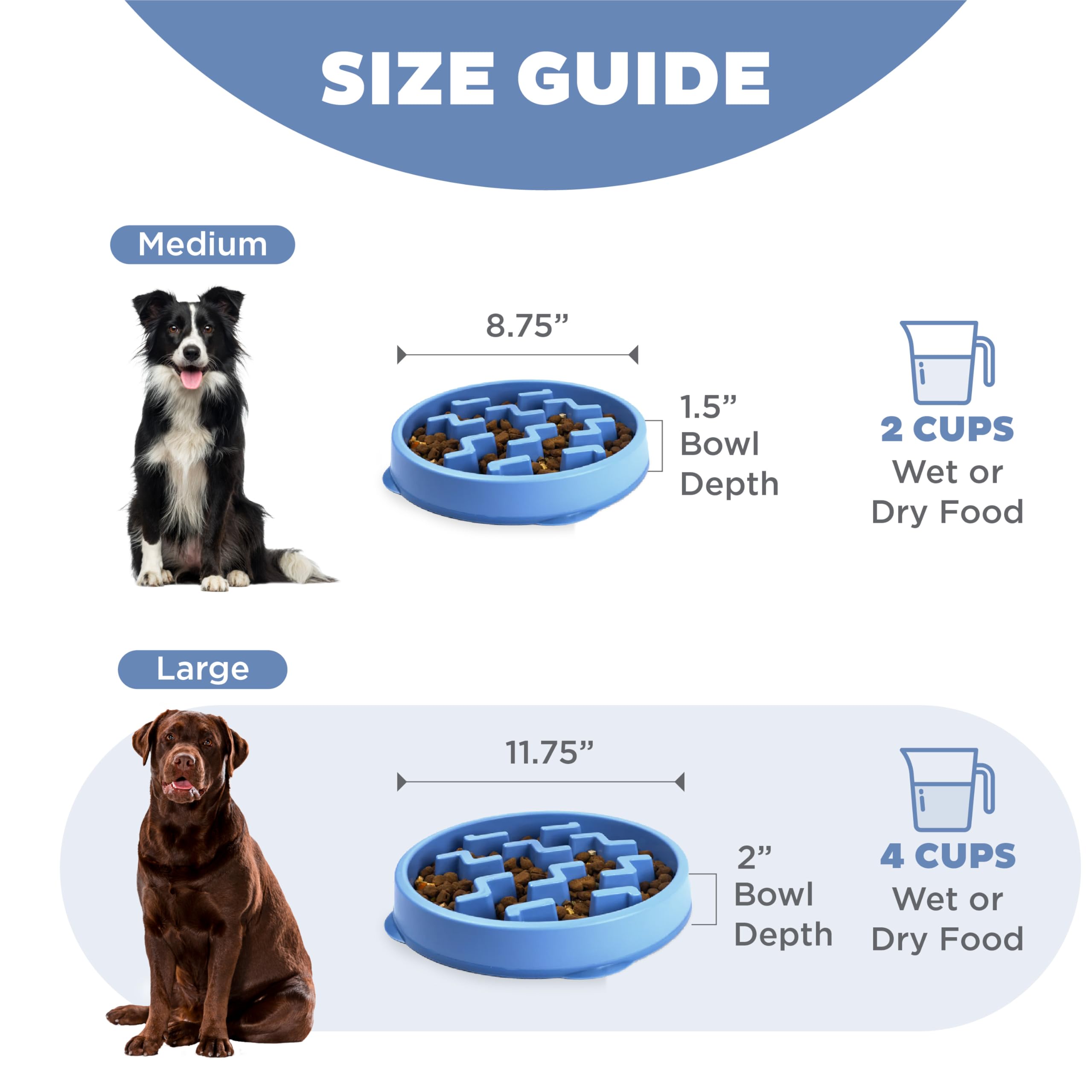 Outward Hound Slow Feeder Dog Bowl - Reduces Bloat, Improves Digestion | Large, Blue 5
