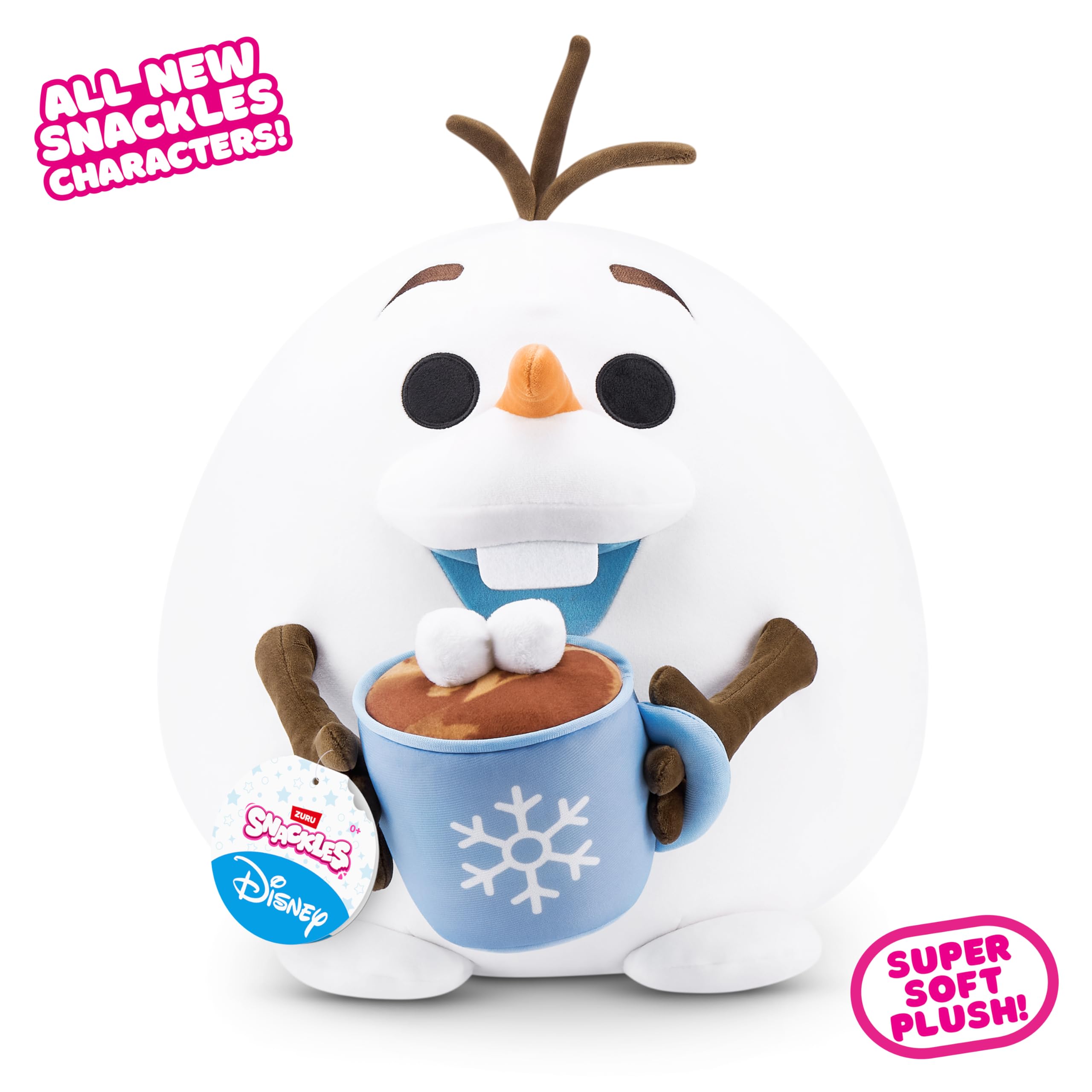 Snackles Disney 14-inch Olaf Plush with Snack Accessory - Super-Soft Huggable Toy for Kids 3