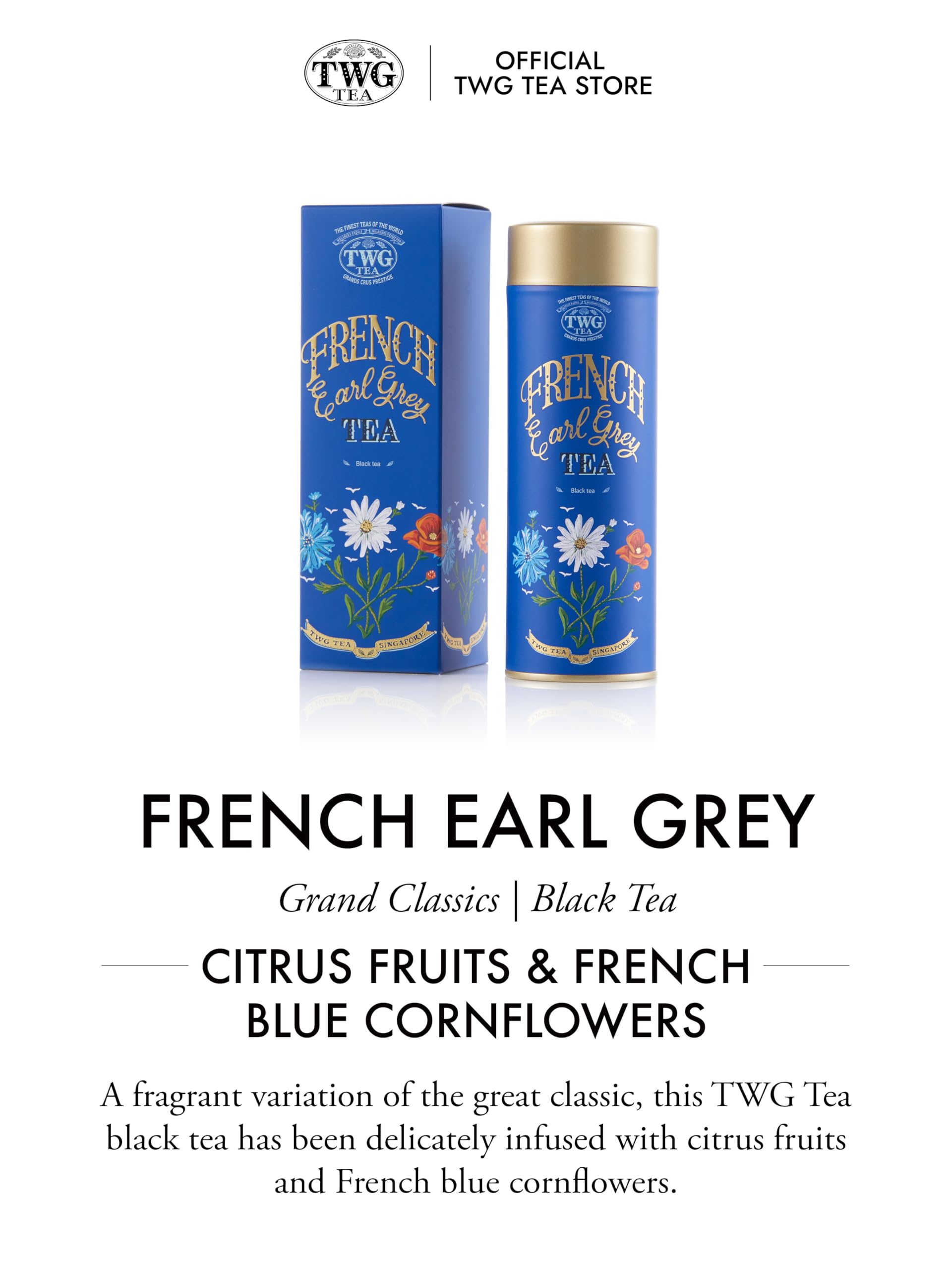 TWG Tea French Earl Grey Loose Leaf Black Tea with Bergamot & Blue Cornflowers 4