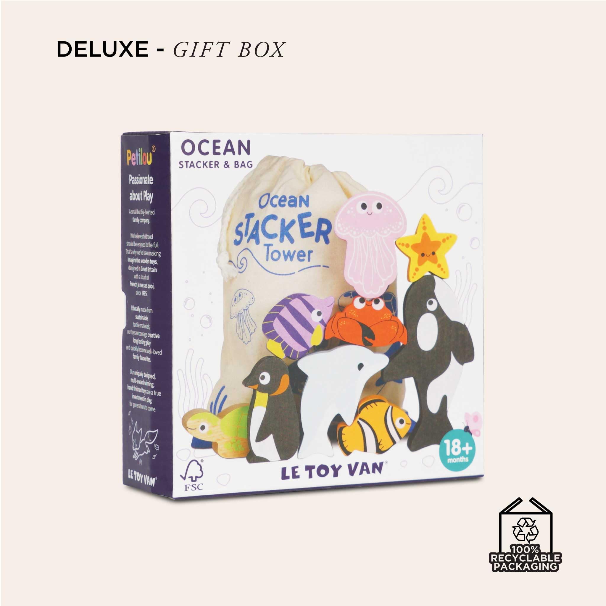 Le Toy Van Petilou Wooden Ocean Stacking Animals - Sensory Play & Motor Skills Development | Ages 18m+ 8