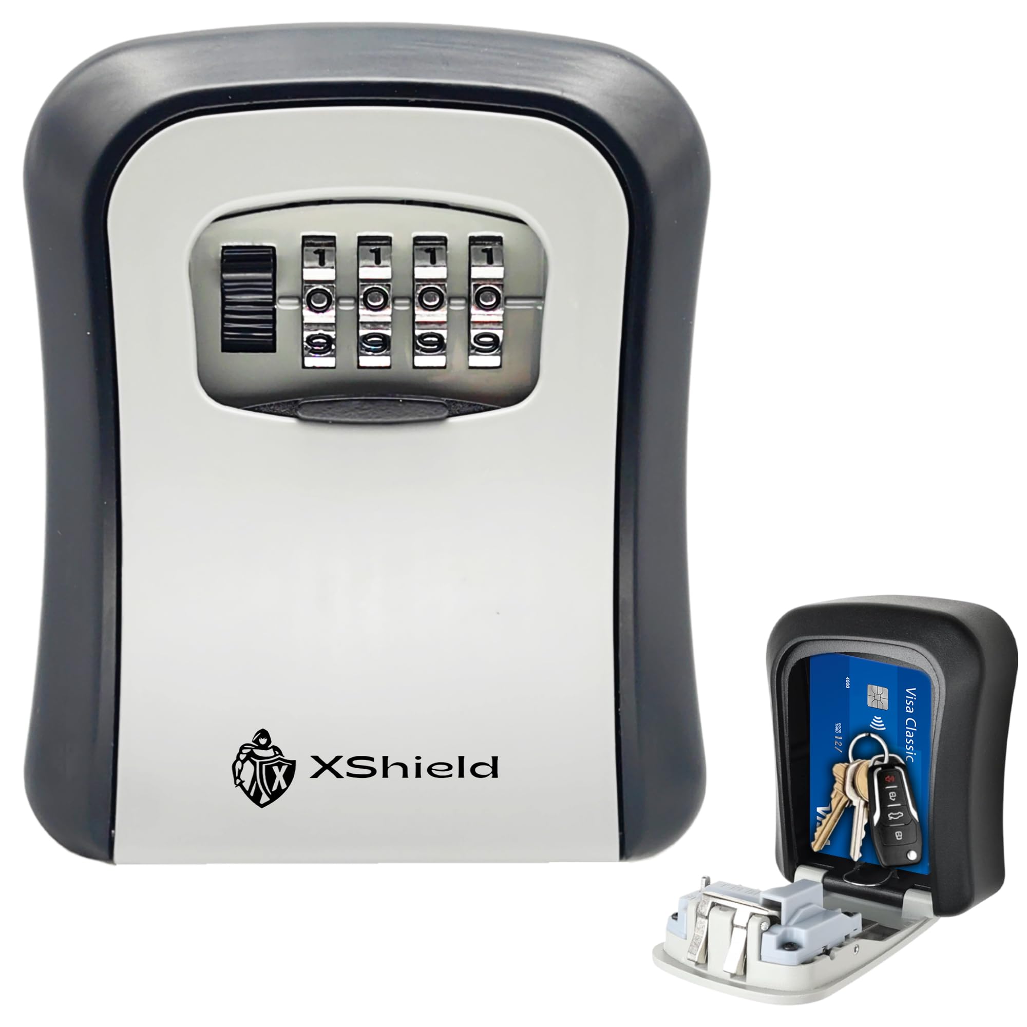 XShield 4-Digit Combination Key Safe - Wall Mountable, Weatherproof Zinc Box | 115x95x40mm