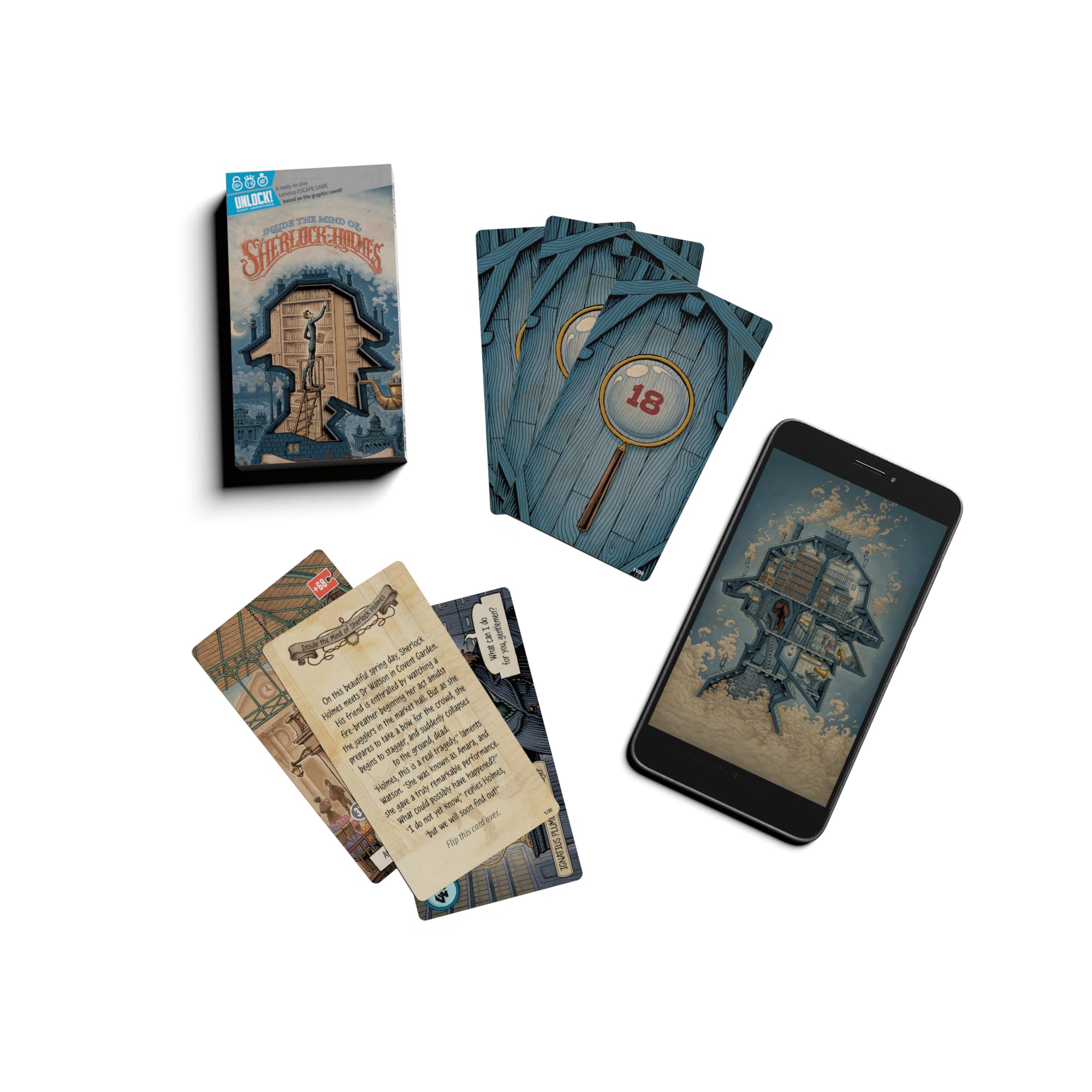 Asmodee Unlock: Short Adventures 10 - In the Head of Sherlock Holmes, Escape Room Card Game 7