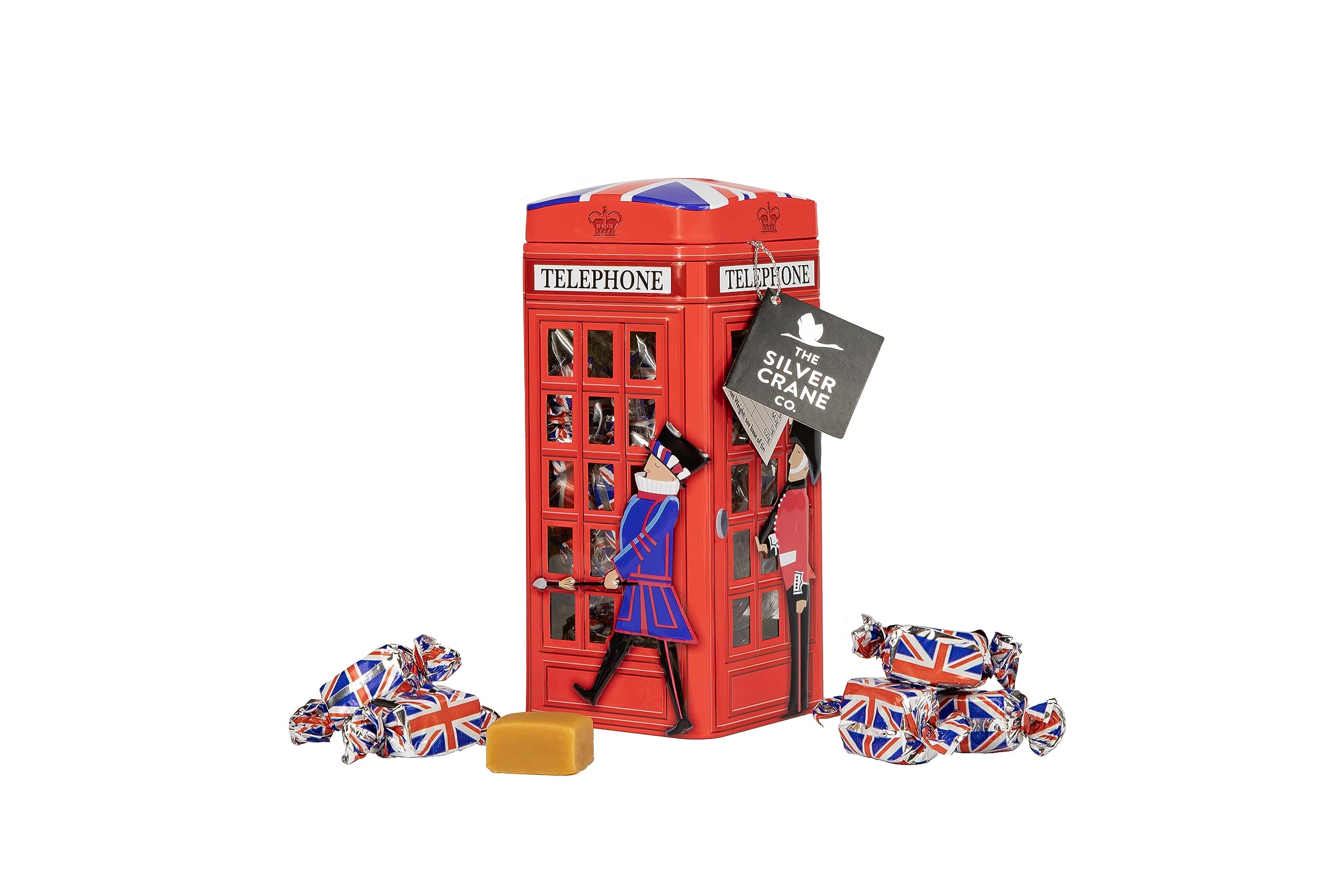 The Silver Crane Co. British Phone Box Souvenir Tin with Vanilla Fudge - 200g Christmas Gift