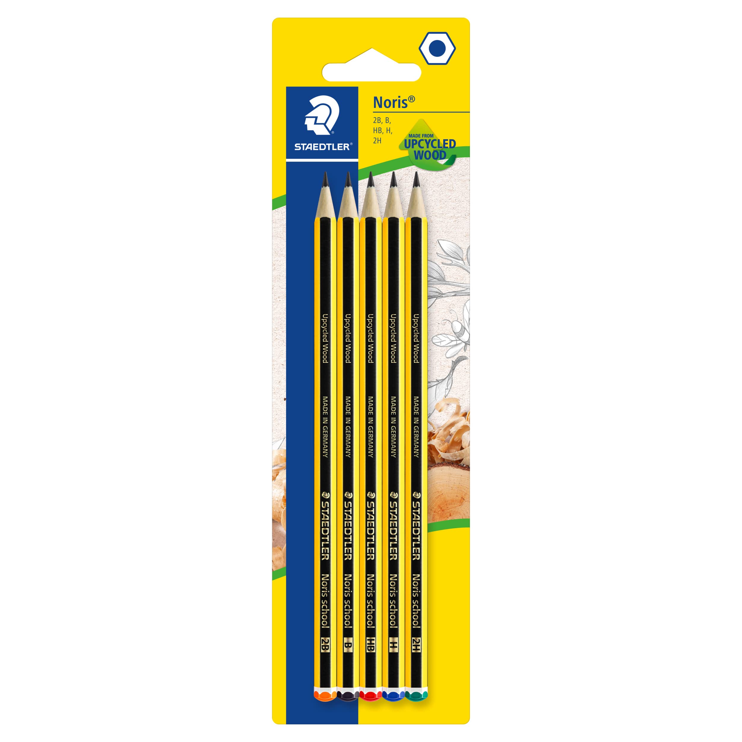 STAEDTLER Noris School Graphite Pencils 121-S BK5D - Assorted Degrees (2B, B, HB, H, 2H) | Pack of 5