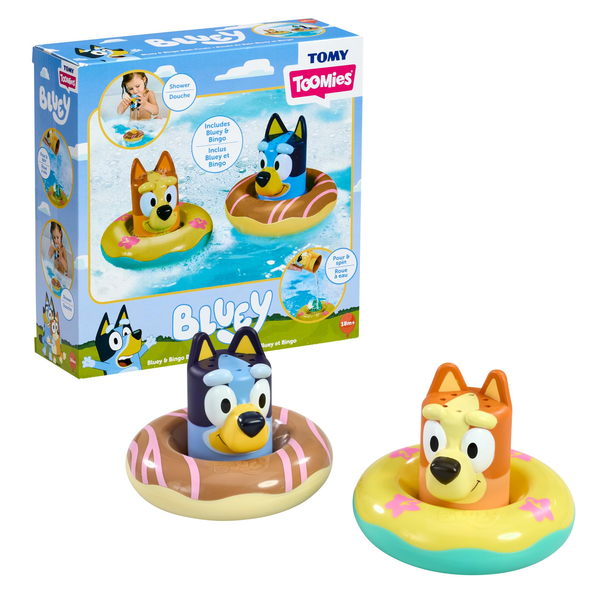 TOMY Bluey Bath Float 2 Pack - Pouring Cups with Water Wheels | Ages 18 Months+