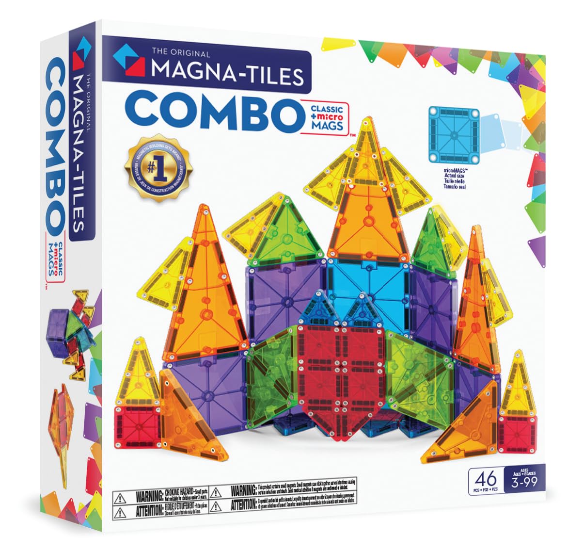 Magna-Tiles MicroMAGS 46-Piece Combi Set - Magnetic Building Toy | Ages 3+ | Multi-coloured 1
