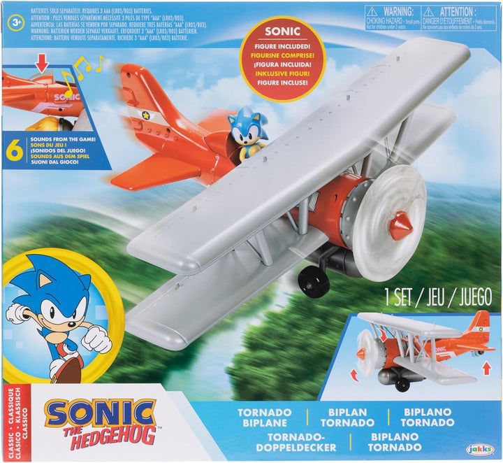 Sonic The Hedgehog Tornado Biplane Playset - 2.5" Sonic Figure Included, Ages 3+