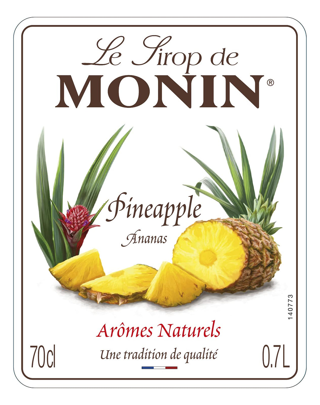 MONIN Pineapple Syrup 700ml - Vegan, Allergen-Free, Natural Flavouring for Cocktails & Mocktails