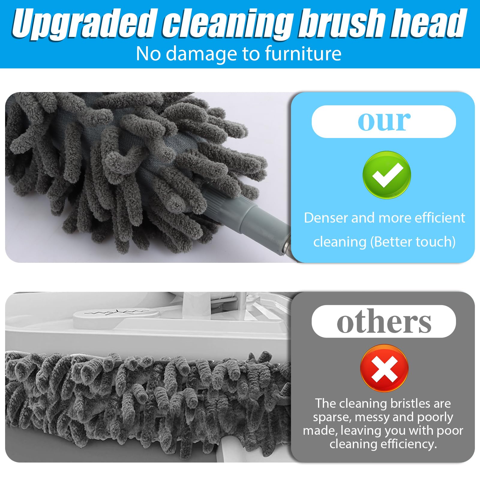 ASelected – Ausziehbarer Mikrofaser-Staubwedel mit Teleskopgriff aus Edelstahl für die Reinigung zu Hause 5