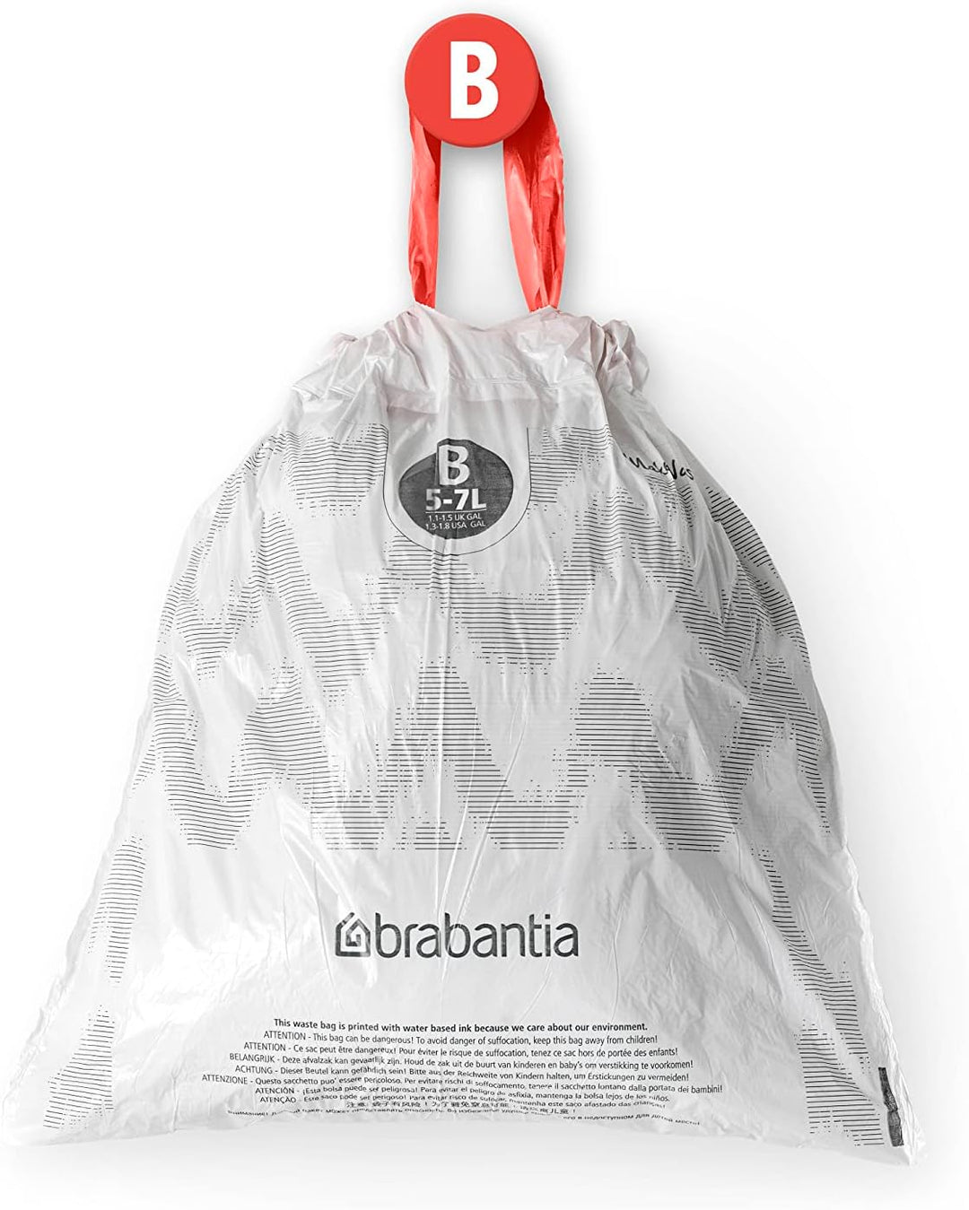 Brabantia PerfectFit Bin Liners Multipack Size B (5 Litre) Extra Strong Plastic with Tie-Tape