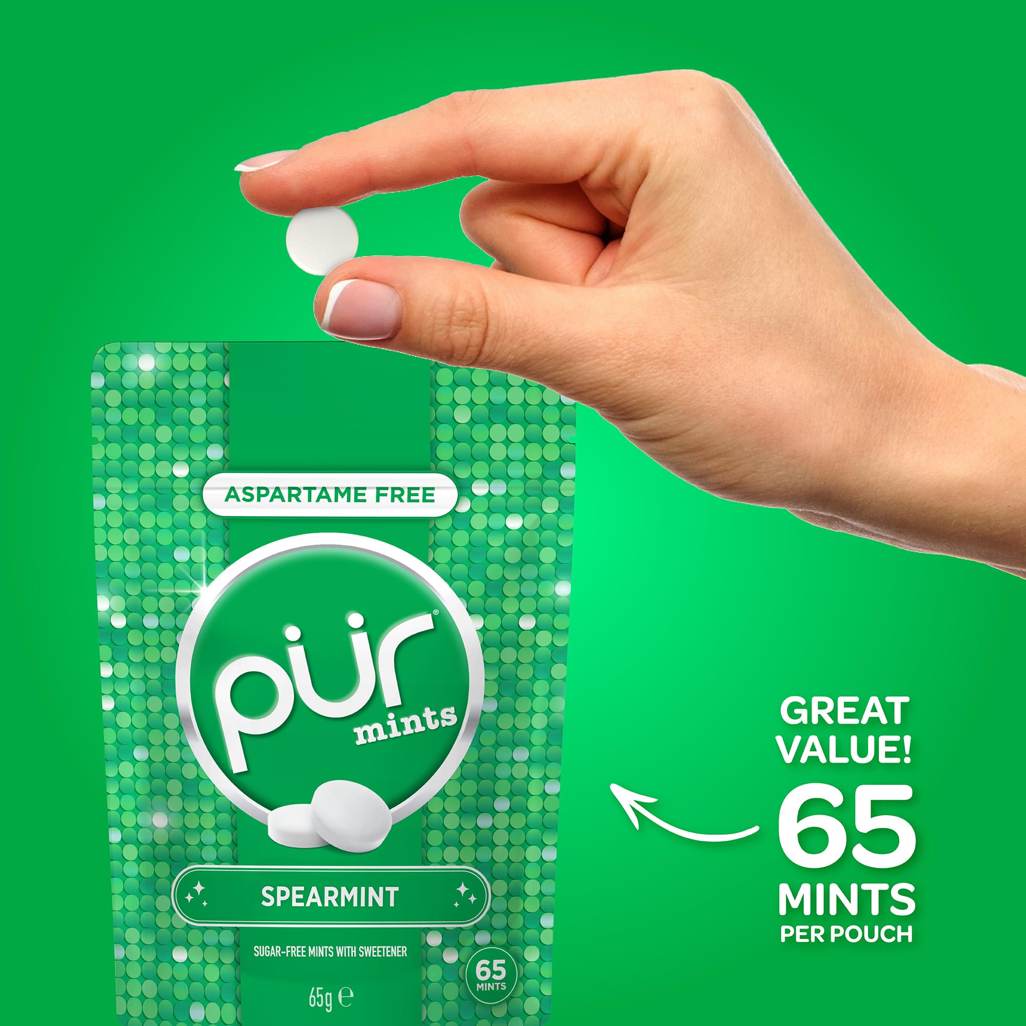 PUR Mints Spearmint - Sugar Free, Aspartame Free, Xylitol Sweetened | 65 Count 2