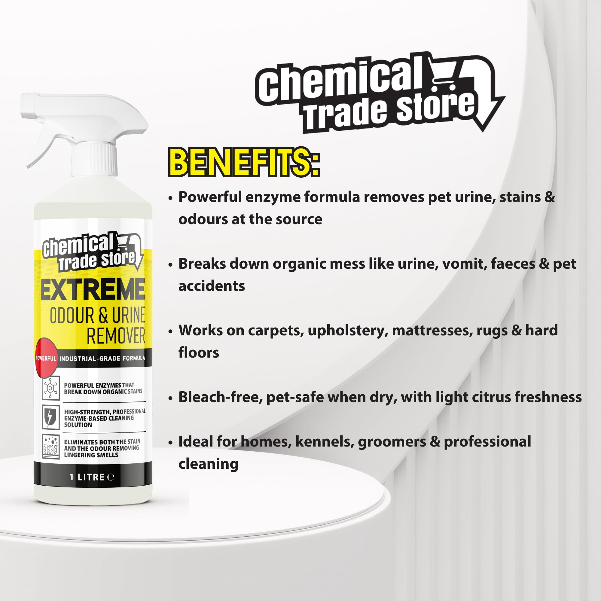 Chemical Trade Store Extreme Odour & Urine Remover - 1L Enzyme-Based Cleaner for Pet Stains 4