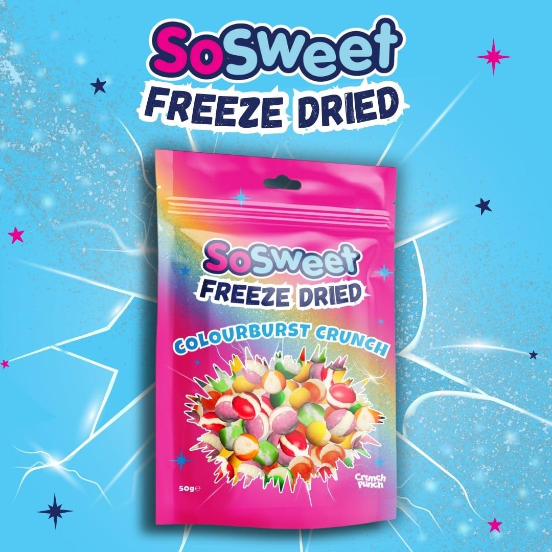 SoSweet Colourburst Crunch Freeze Dried Sweets - Intense Fruity Flavour | 50g Pouch 2