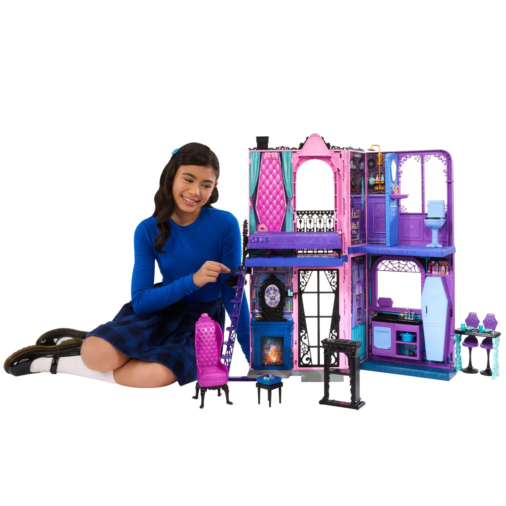 Monster High Boo-tique Hotel Doll House Playset | Foldable Storage | 13+ Accessories | Ages 4+