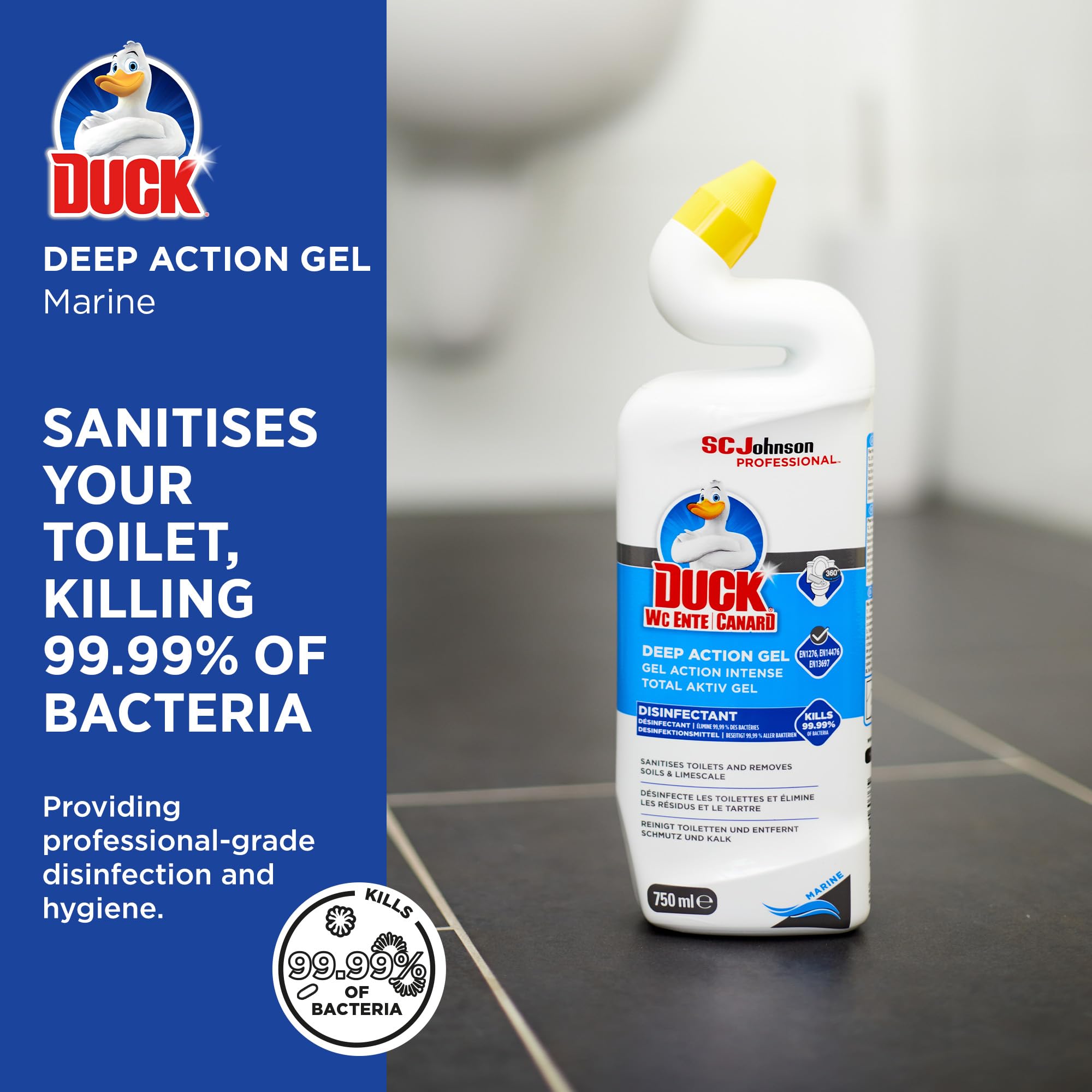 SC Johnson Professional Duck Deep Action Gel Marine Toilet Cleaner - 750 ml Gel Disinfectant for Toilets & Urinals