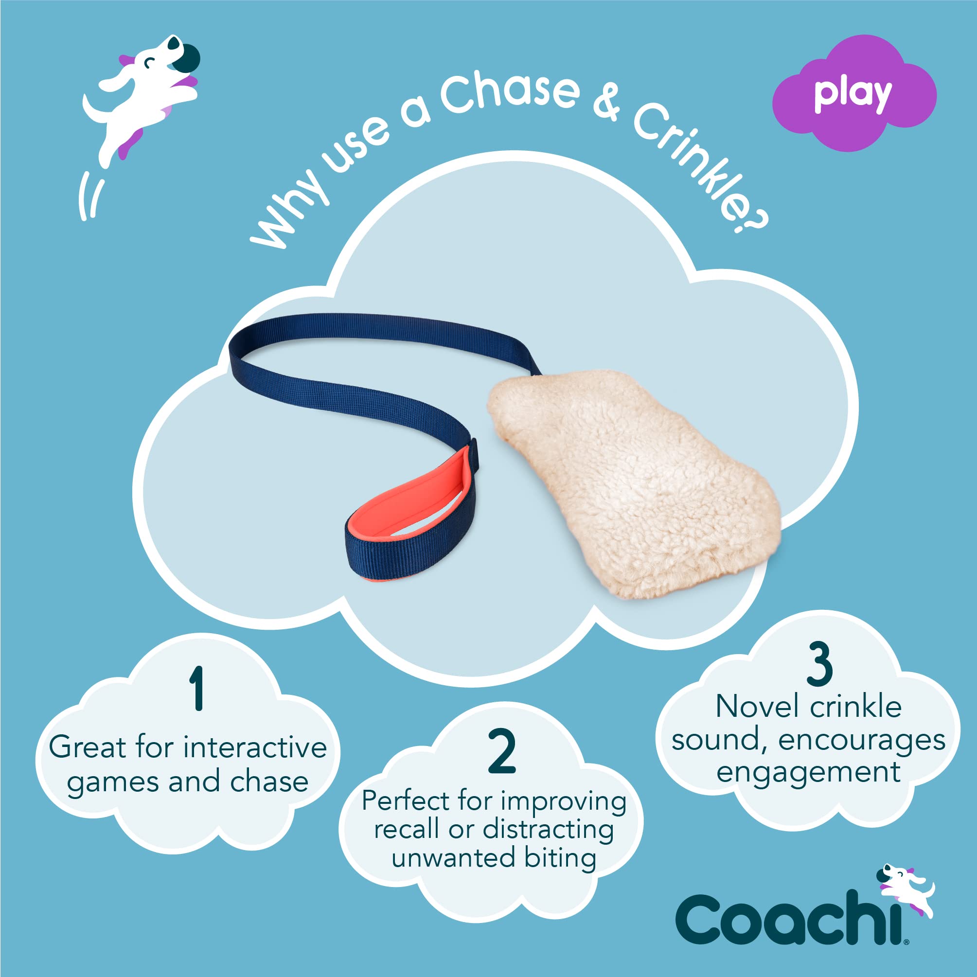 Coachi Chase & Crinkle Enrichment Dog Toy - Soft Faux Lambswool | Navy & Coral
