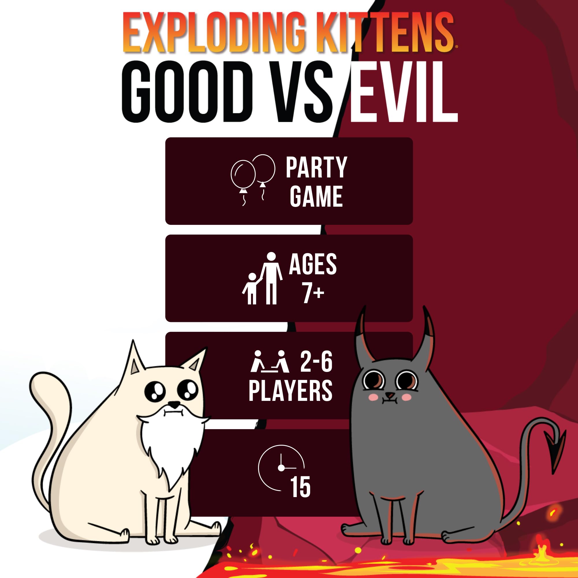 Exploding Kittens Good vs. Evil Card Game - 2-5 Players - Ages 7+ - Based on Netflix Series 2