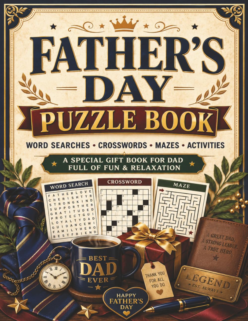 Amine Achbani Dad's Puzzle Book - 100+ Challenging Activities for Father's Day Gift | Paperback 1