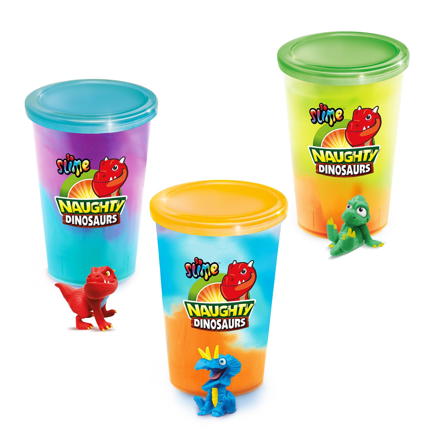 So Slime Collectible Dino Slime Set - 3 Pots Ready-to-Use Slime | Non-Sticky | Collect 12 Figures
