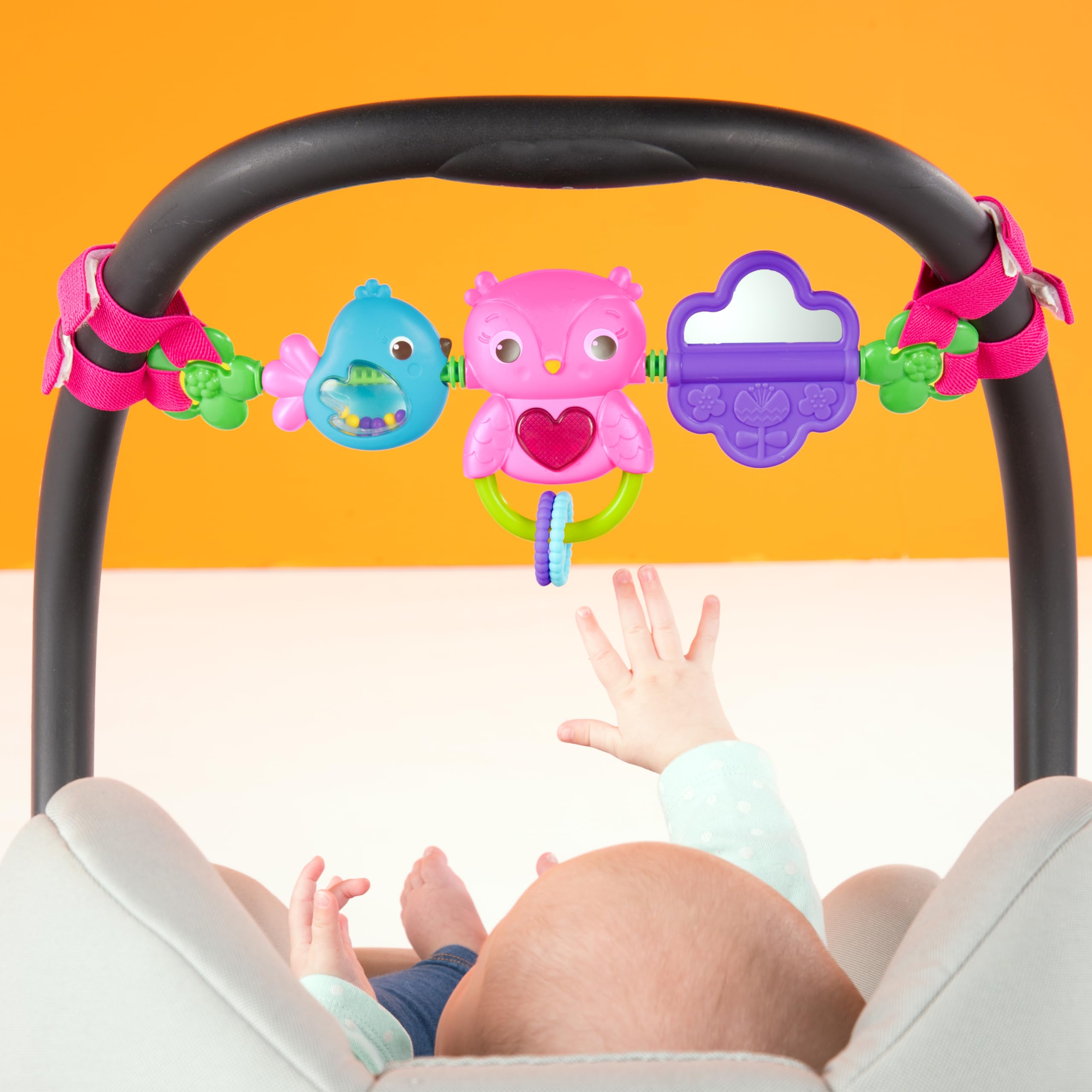 Bright Starts Busy Birdies Carrier Toy Bar - Musical with Lights | Attaches to Most Carriers 5