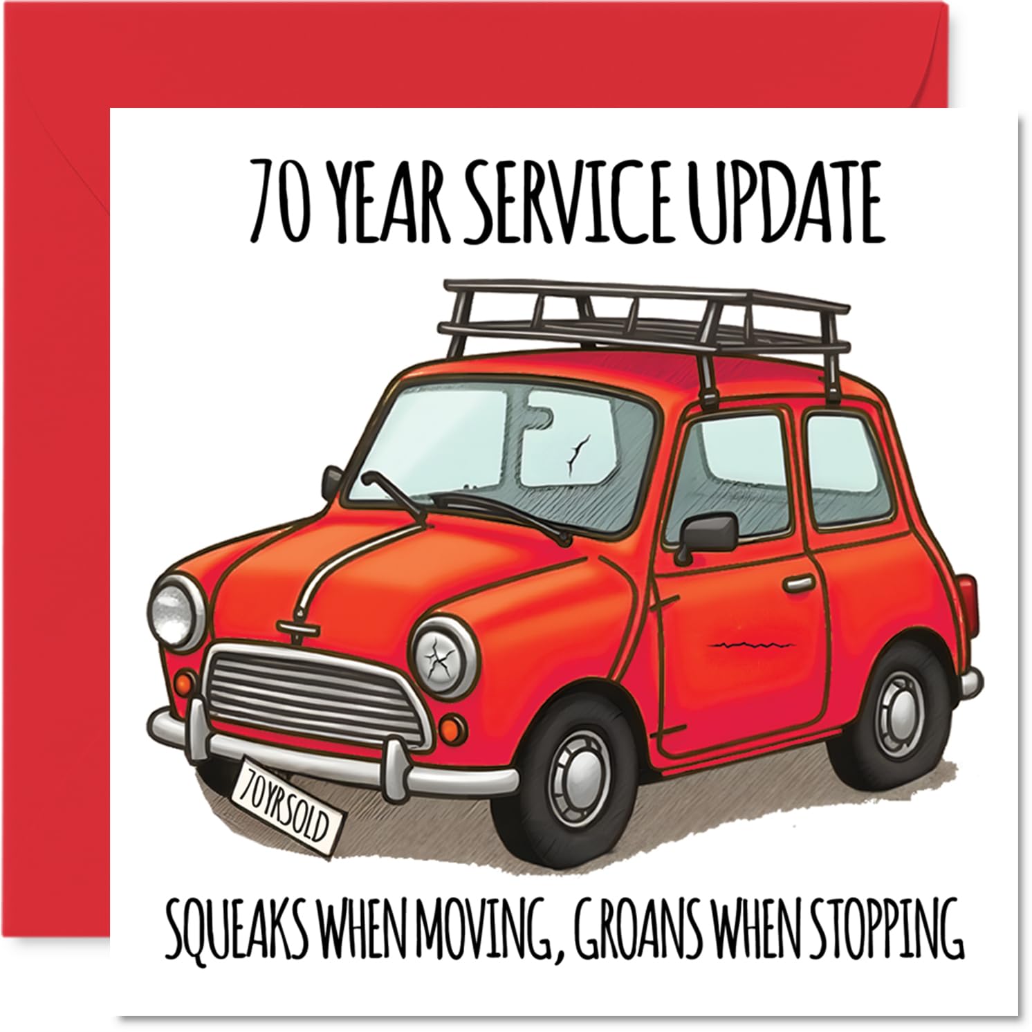 Stuff4 70th Birthday Card for Men & Women | 145mm Square Greeting Card | Funny Service Theme 1