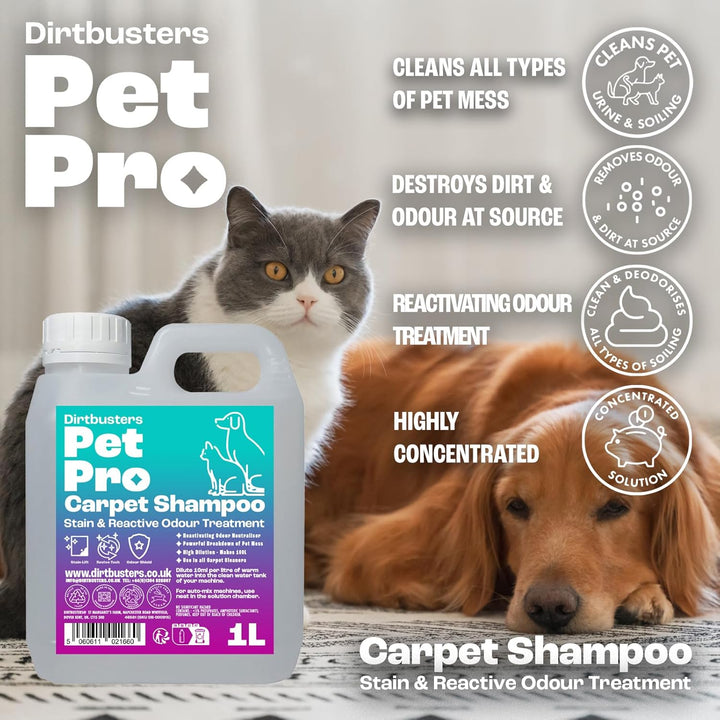 Dirtbusters - Pet Pro Carpet Cleaner Shampoo (1 Litre Concentrate)