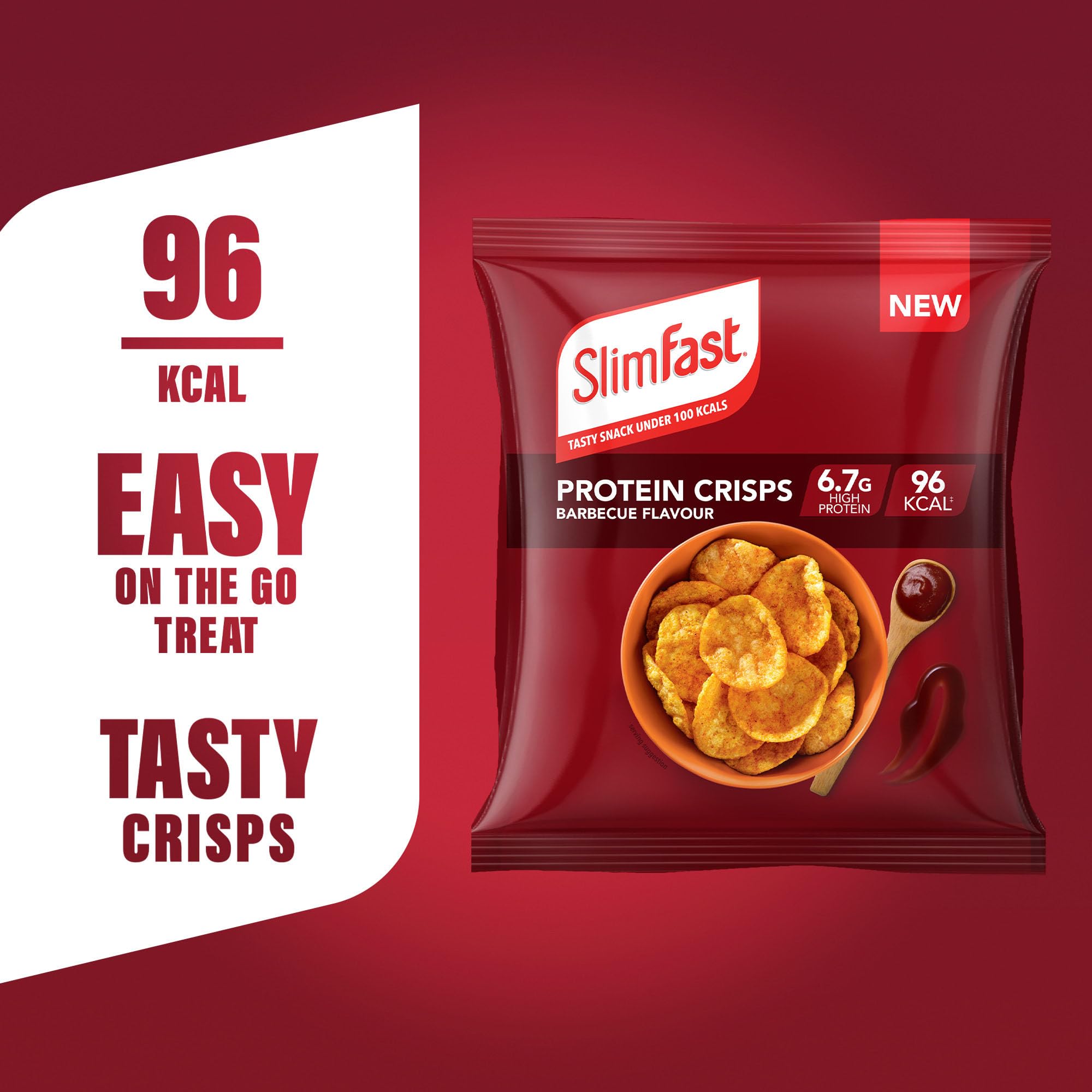 SlimFast Barbeque Protein Crisps - High Protein, Low Calorie Snack | 12 x 23g Packs 2