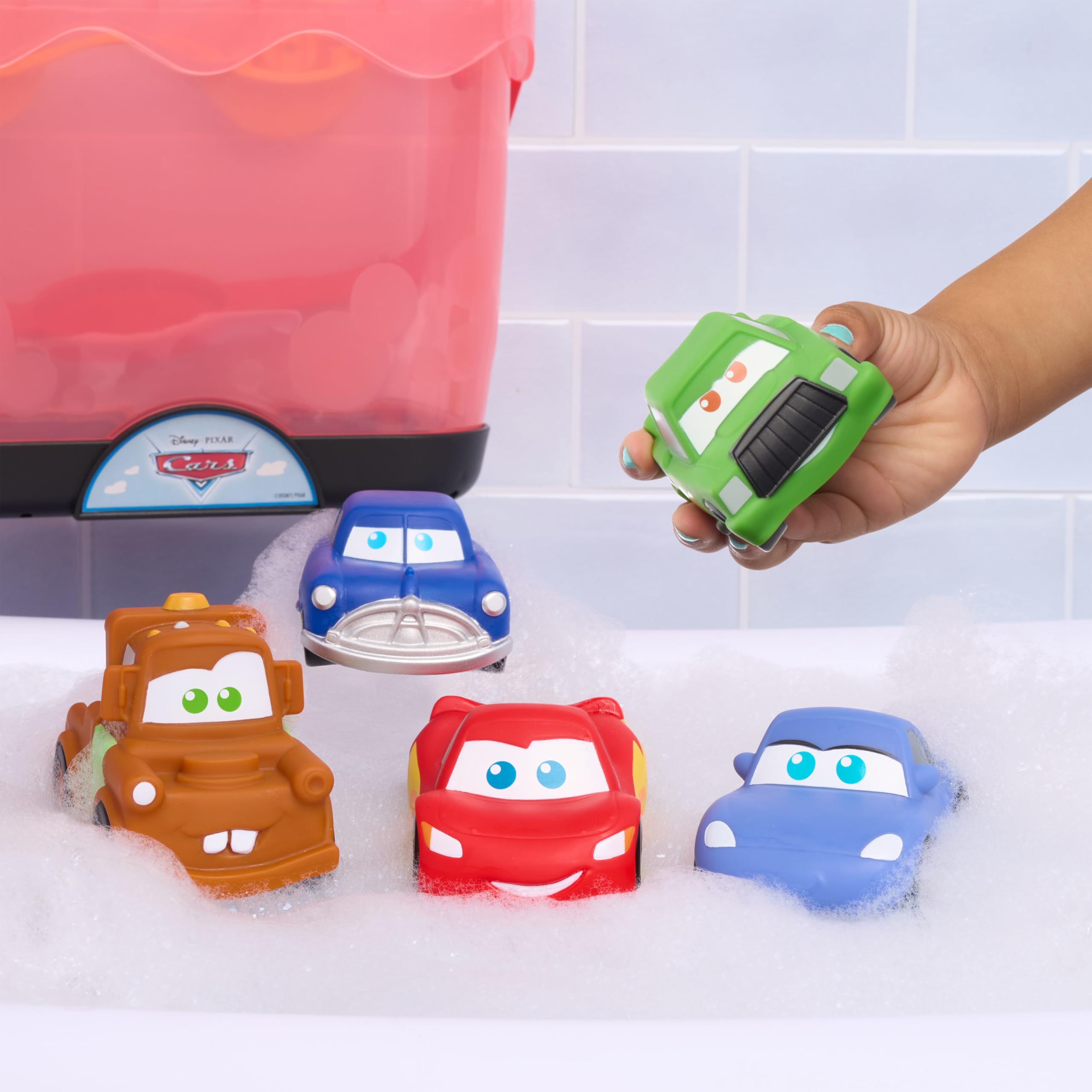 Disney 5-Piece Cars Bath Toy Figures with Storage Caddy | Ages 3+ | Floats