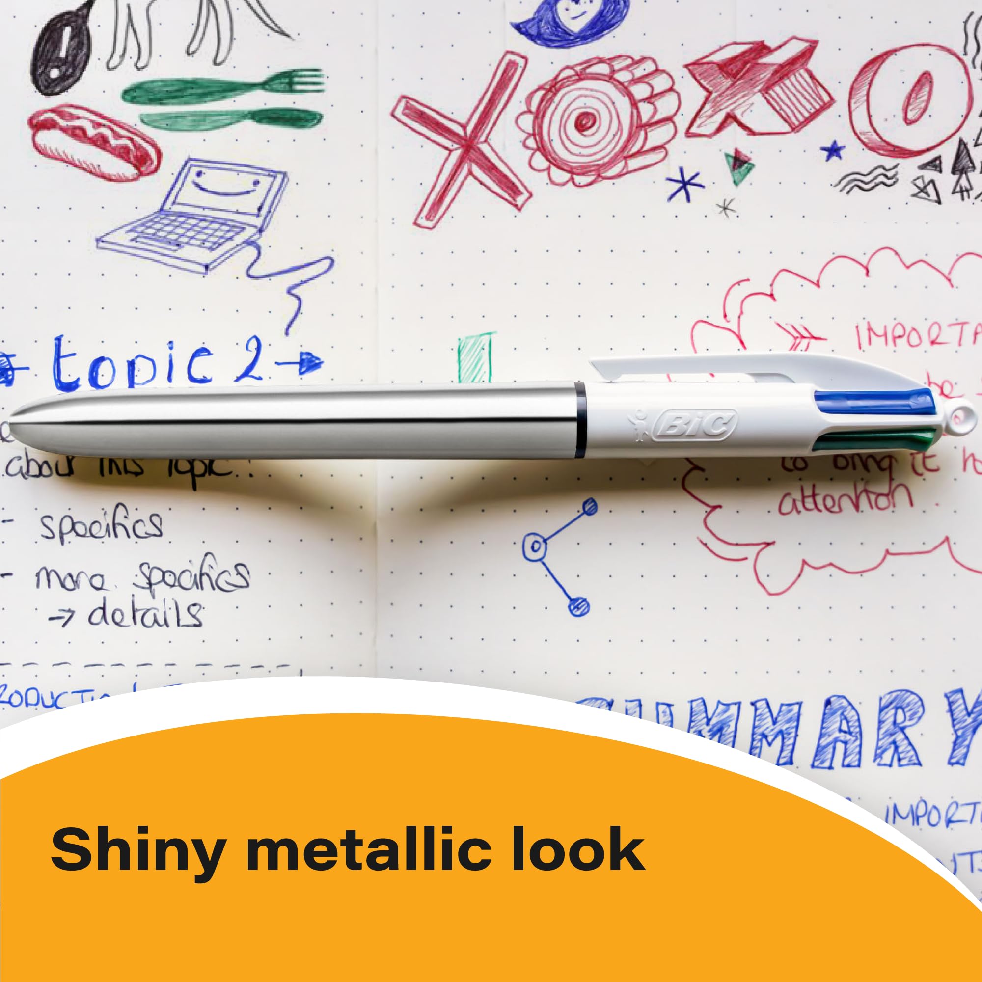 BIC 4 Colours Rose Gold Pen - Pack of 5 Multi-Colour Ballpoint Pens | 1.0mm Tip | Retractable 5