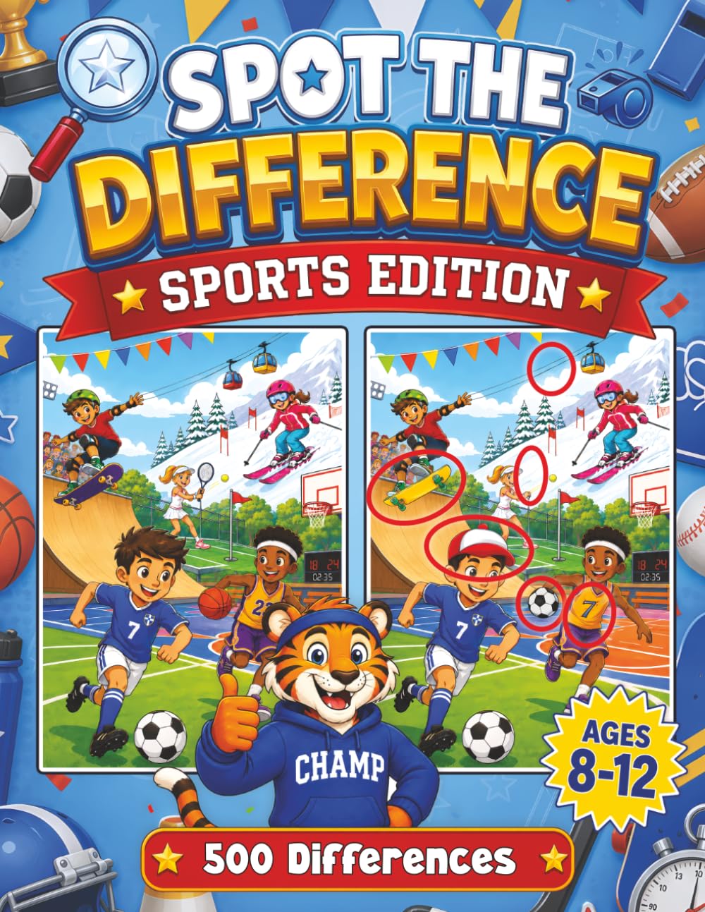 Creative Contributors Spot the Difference Book for Kids Ages 8-12: Sports Edition | 500 Differences | Paperback