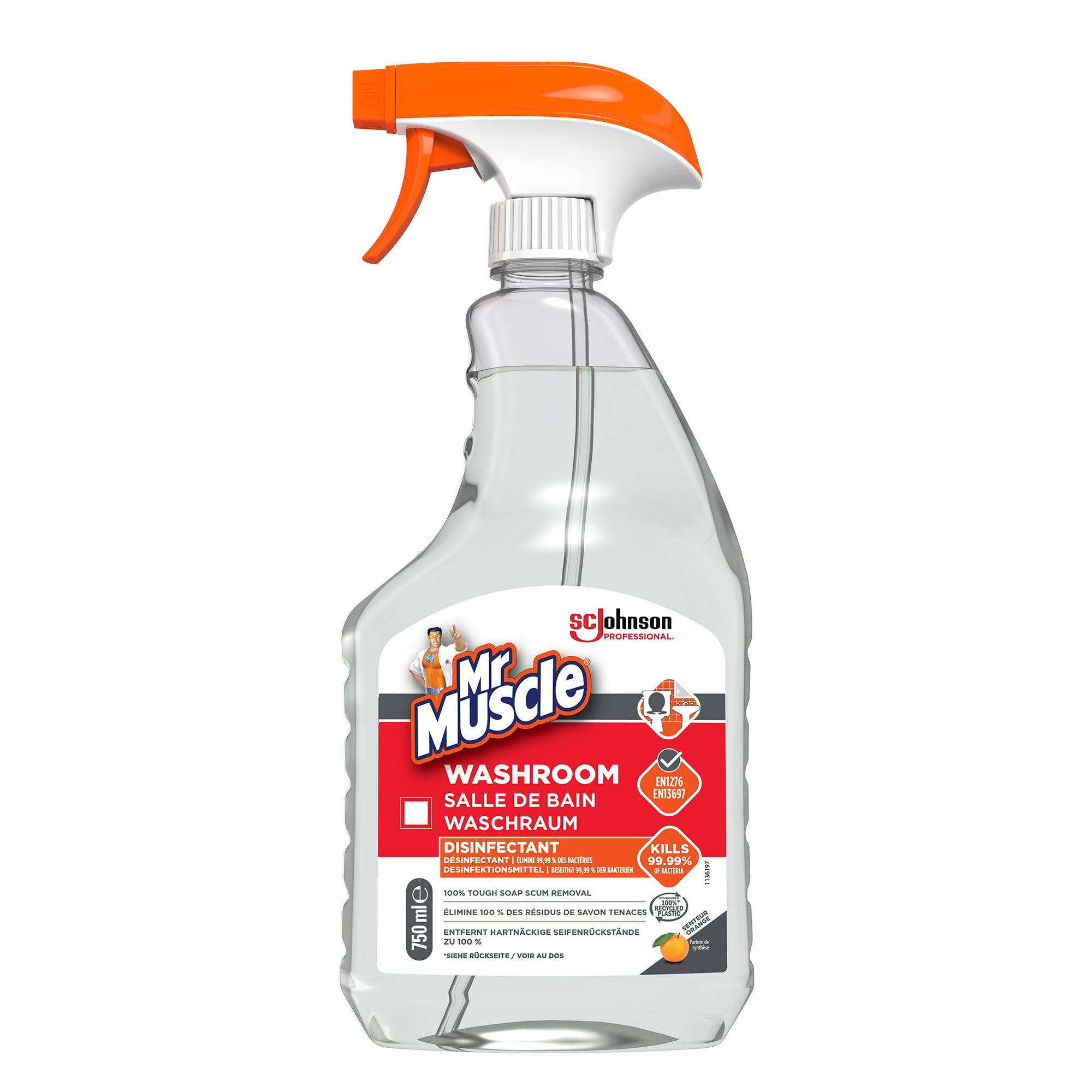 SC Johnson Professional Mr Muscle Washroom Cleaner - Hospital Grade Disinfectant | 750 ml Citrus Scent 1