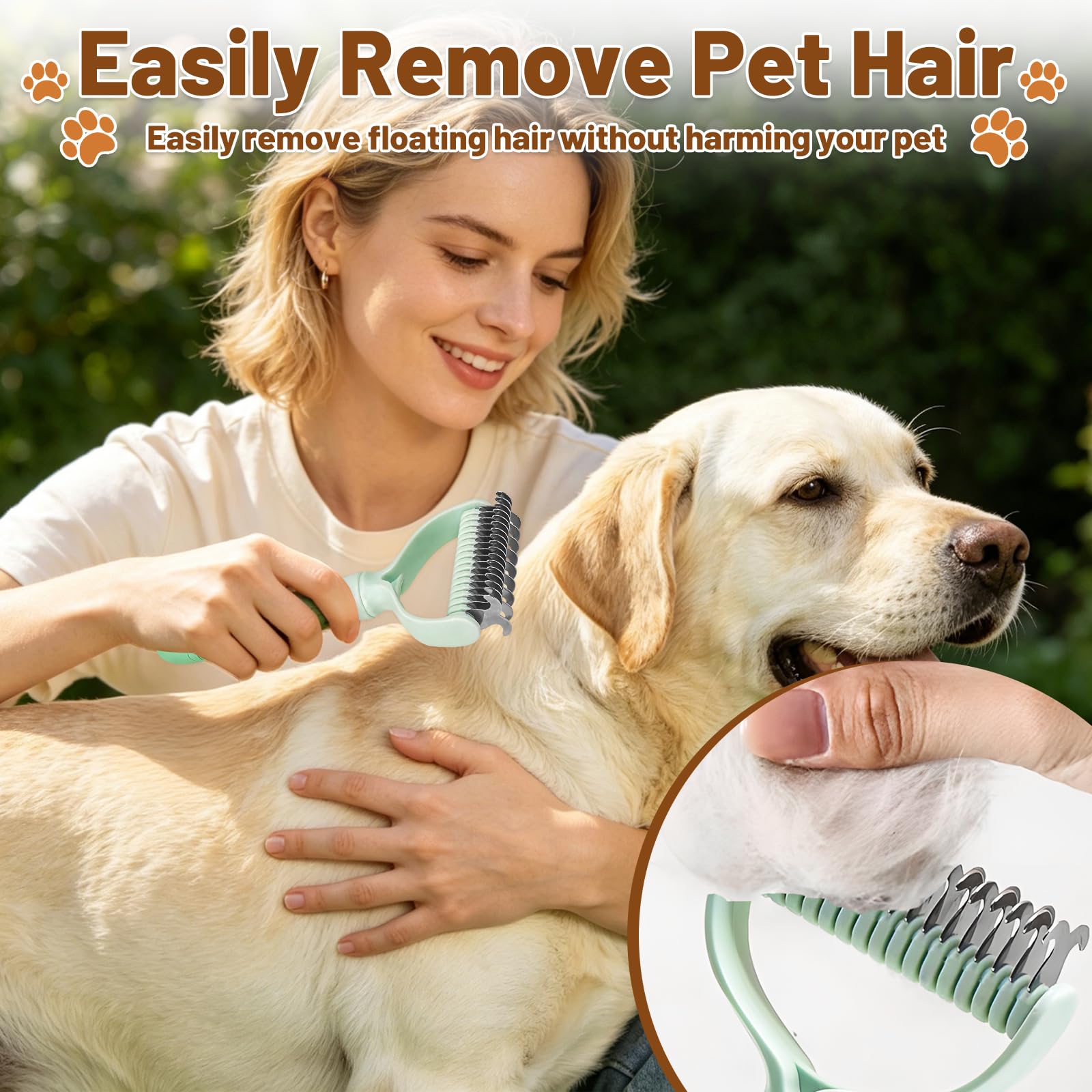 JADUFHU 2-in-1 Dematting Comb - Dual-Sided Undercoat Rake for Dogs & Cats | Stainless Steel 2