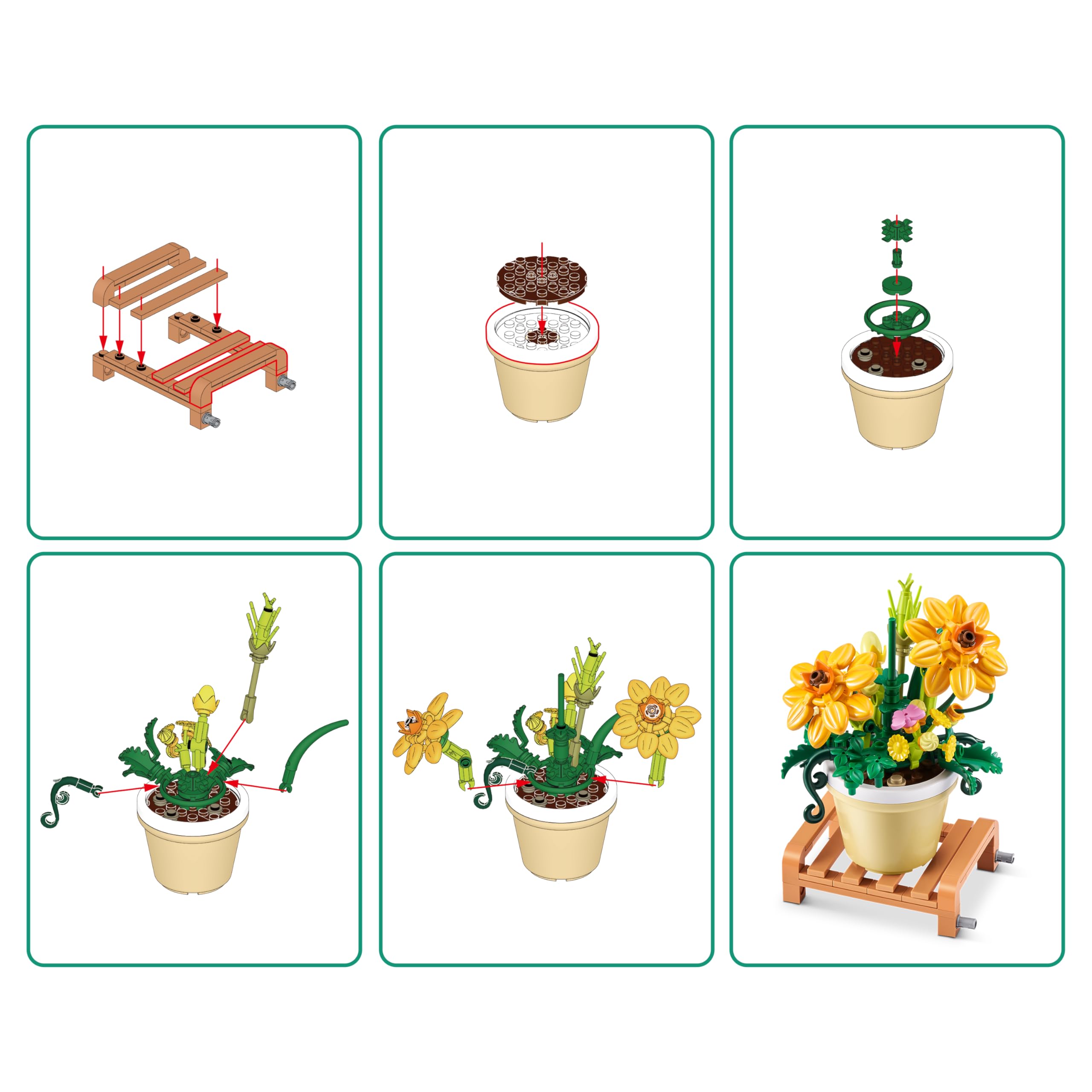 MAX Premium Garden Pot Plants Building Bricks - 152-Piece Cosmos Sulphureus Set 6